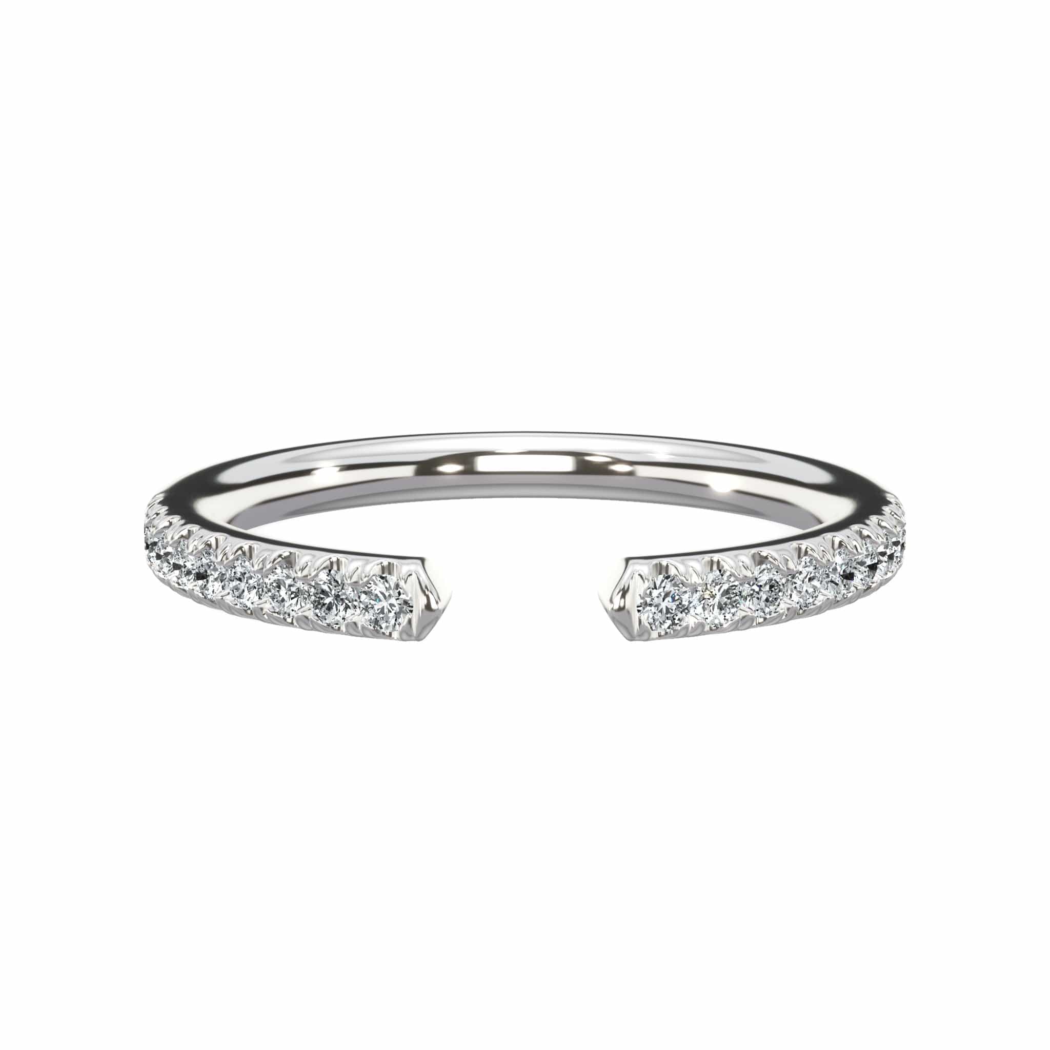 0.22 Ct Round Brilliant Cut Diamond Open Wedding Band in White Gold