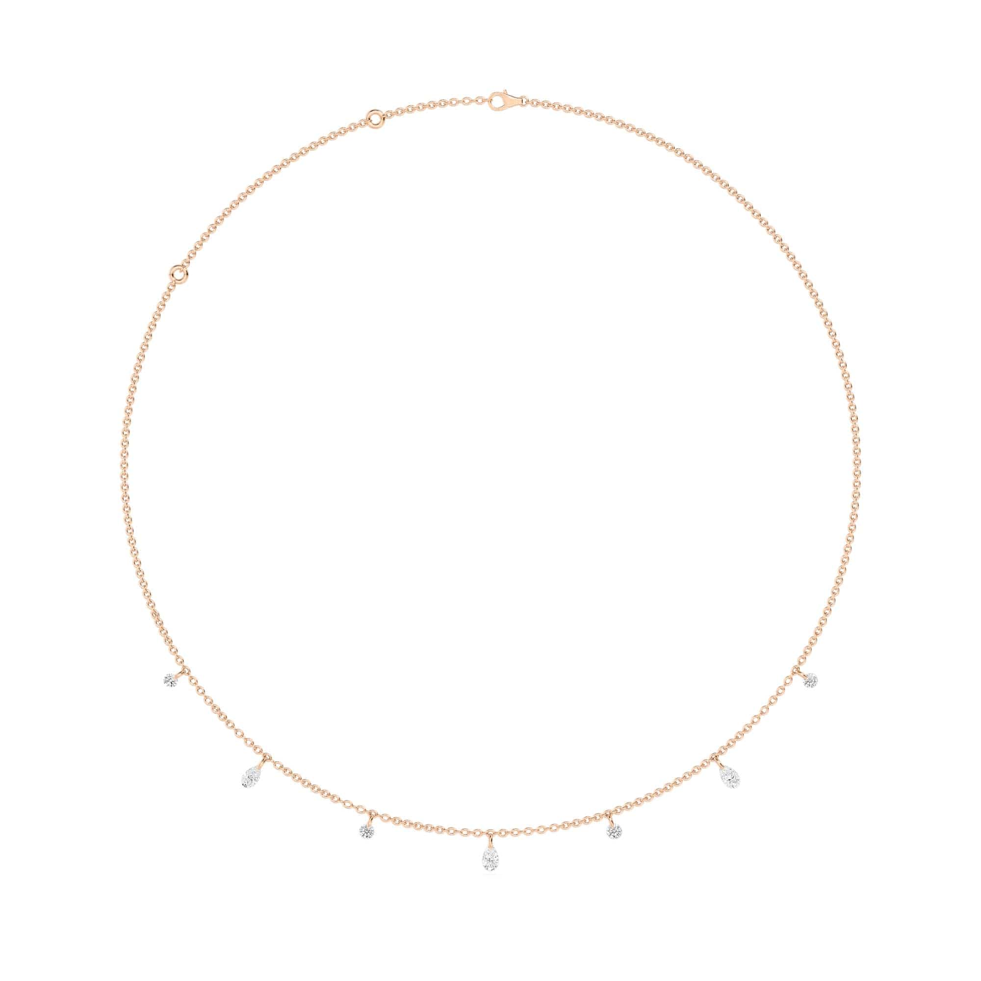1.00 Carat Pierced Round & Pear Lab Grown Diamond Necklace - Image 7