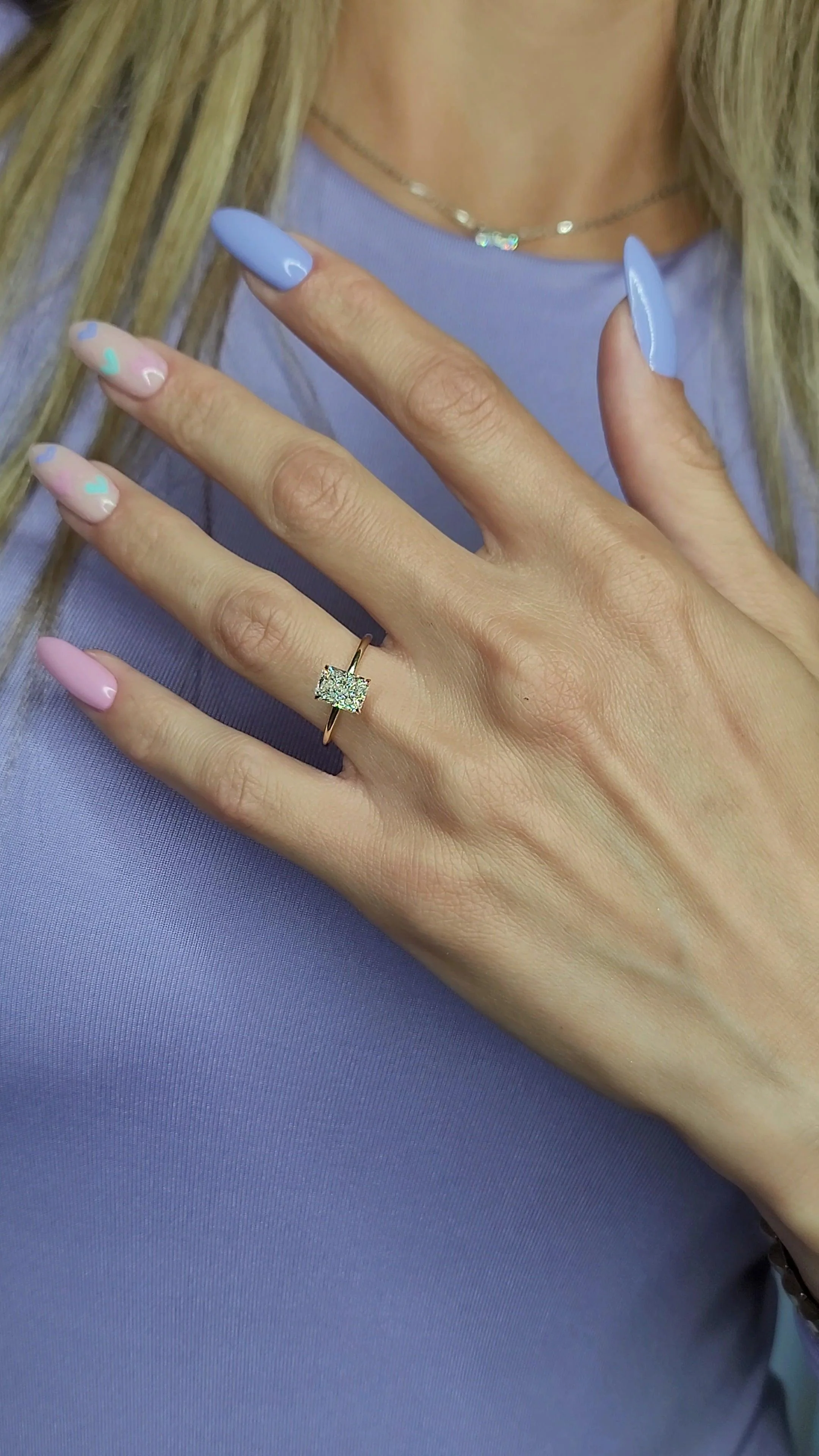 1.50 Carat Lab Grown Solitaire Radiant Cut Diamond Solitaire Engagement Ring - Image 3