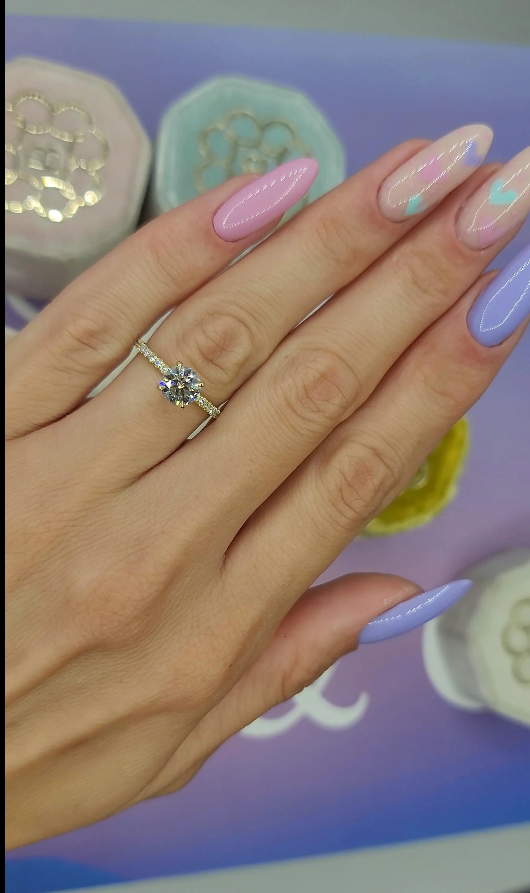 1.50 Carats Lab Grown Round Brilliant Cut Micropave Side Stones Hidden Halo Diamond Engagement Ring - Image 2