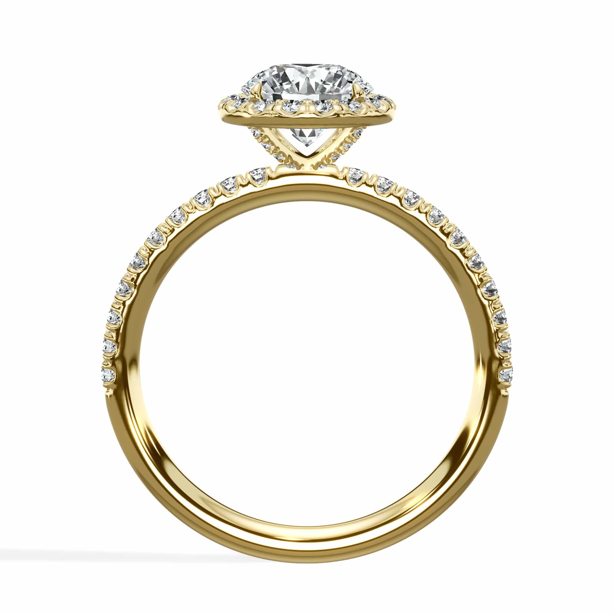 1.52 Carats Lab Grown Round Brilliant Cut Micropaved Halo Side Stones Diamond Engagement Ring - Image 5