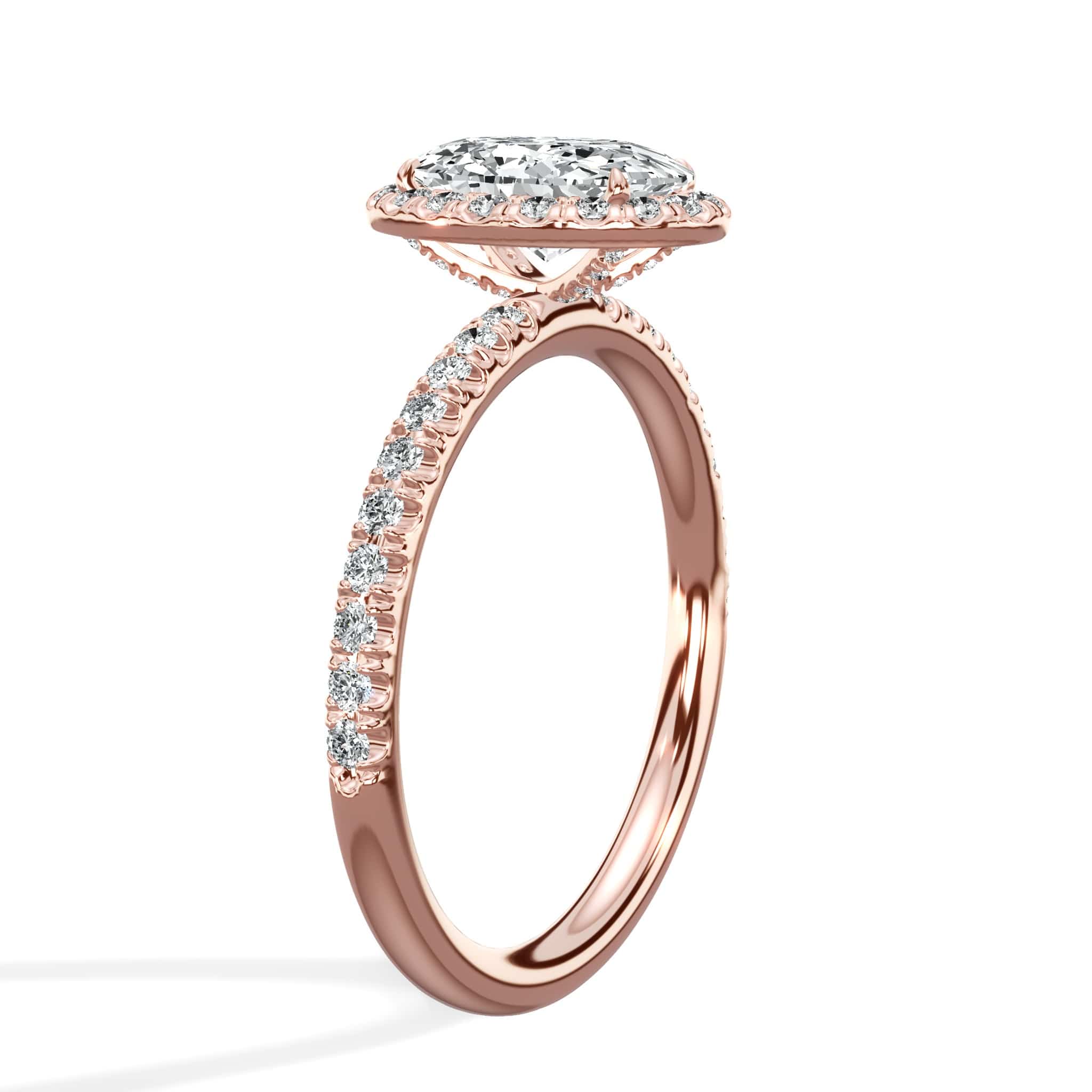 1.59 Carats Lab Grown Oval Cut Micropave Halo Side Stones Diamond Engagement Ring - Image 6