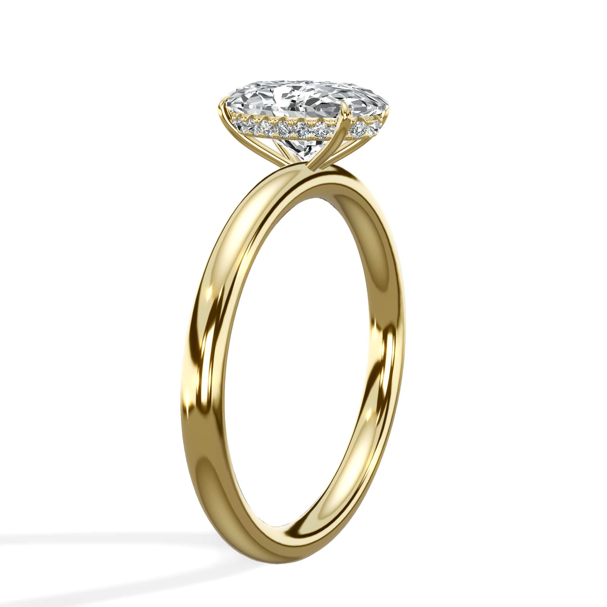 1.65 Carats Lab Grown Oval Cut Solitaire Hidden Halo Diamond Engagement Ring - Image 5
