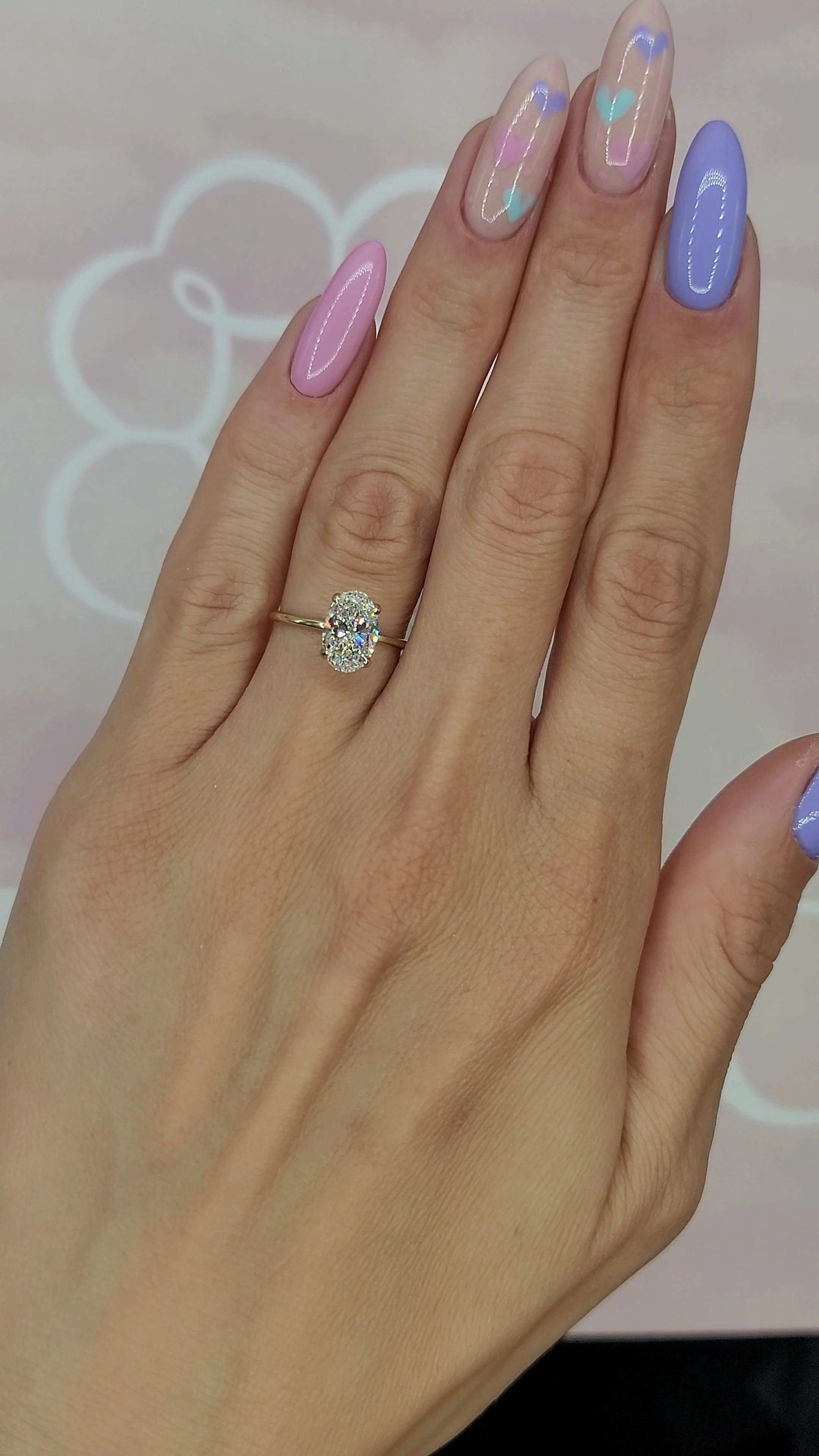 1.70 Carats Lab Grown Oval Cut Two Tone Solitaire Hidden Halo Diamond Engagement Ring - Image 4