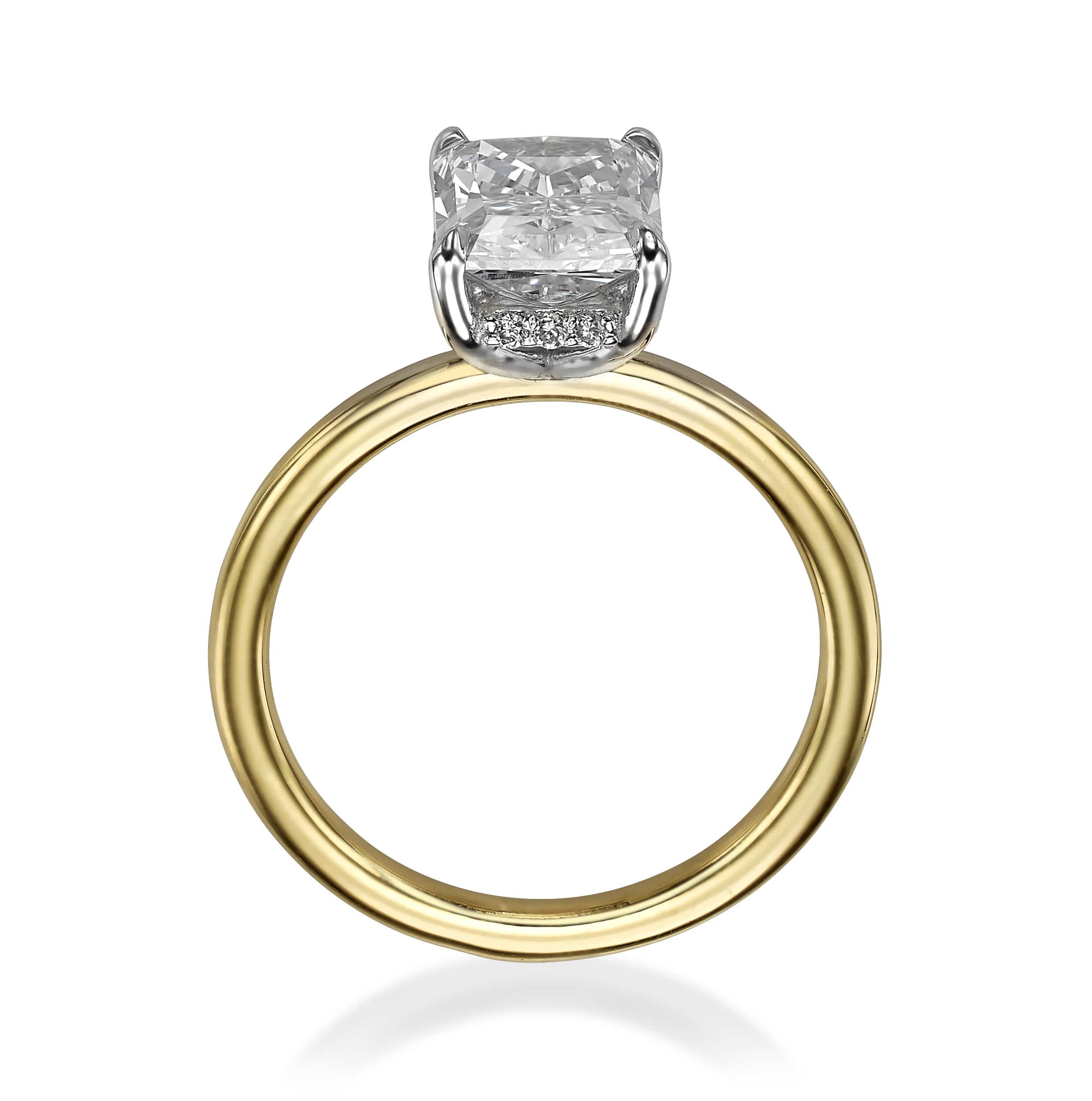 1.76 Carats Lab Grown Radiant Cut Two Tone Solitaire Hidden Halo Diamond Engagement Ring - Image 3