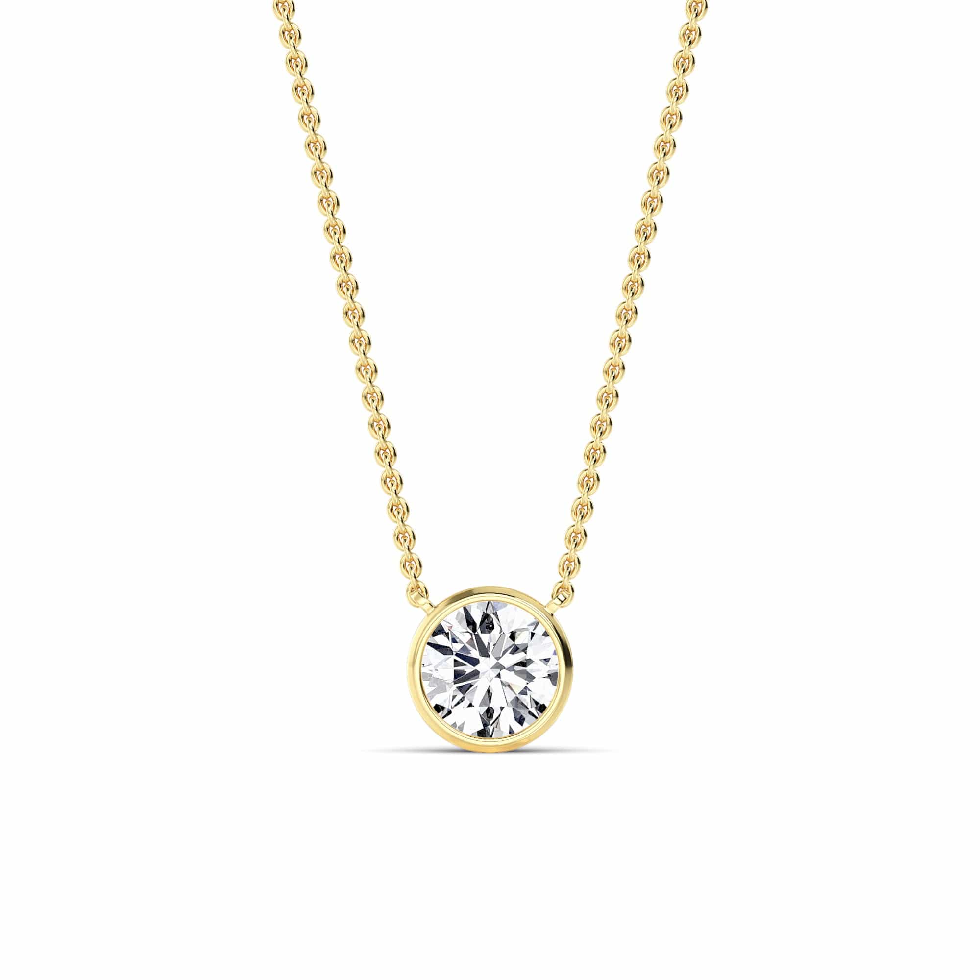 1 Carat Round Cut Bezel Set Lab Grown Diamond Solitaire Pendant Necklace