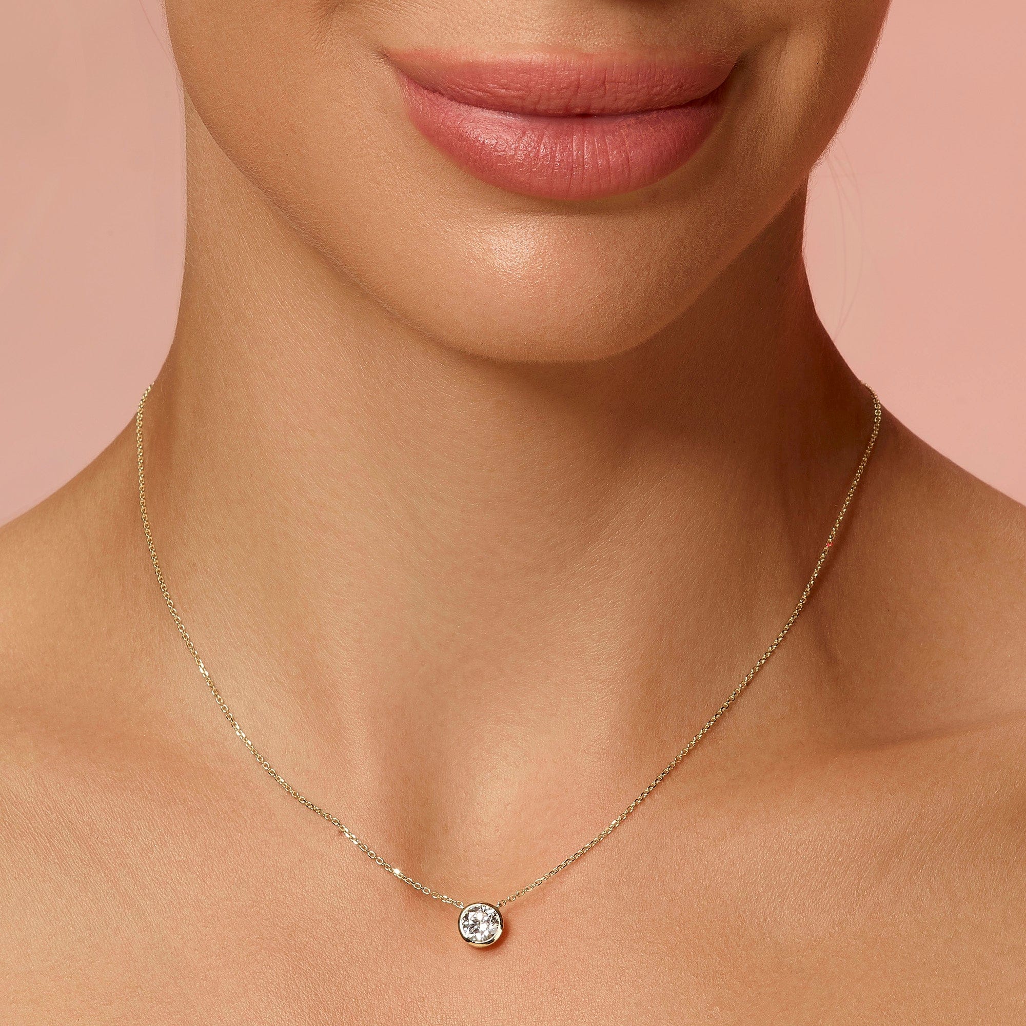 1 Carat Round Cut Bezel Set Lab Grown Diamond Solitaire Pendant Necklace - Image 2