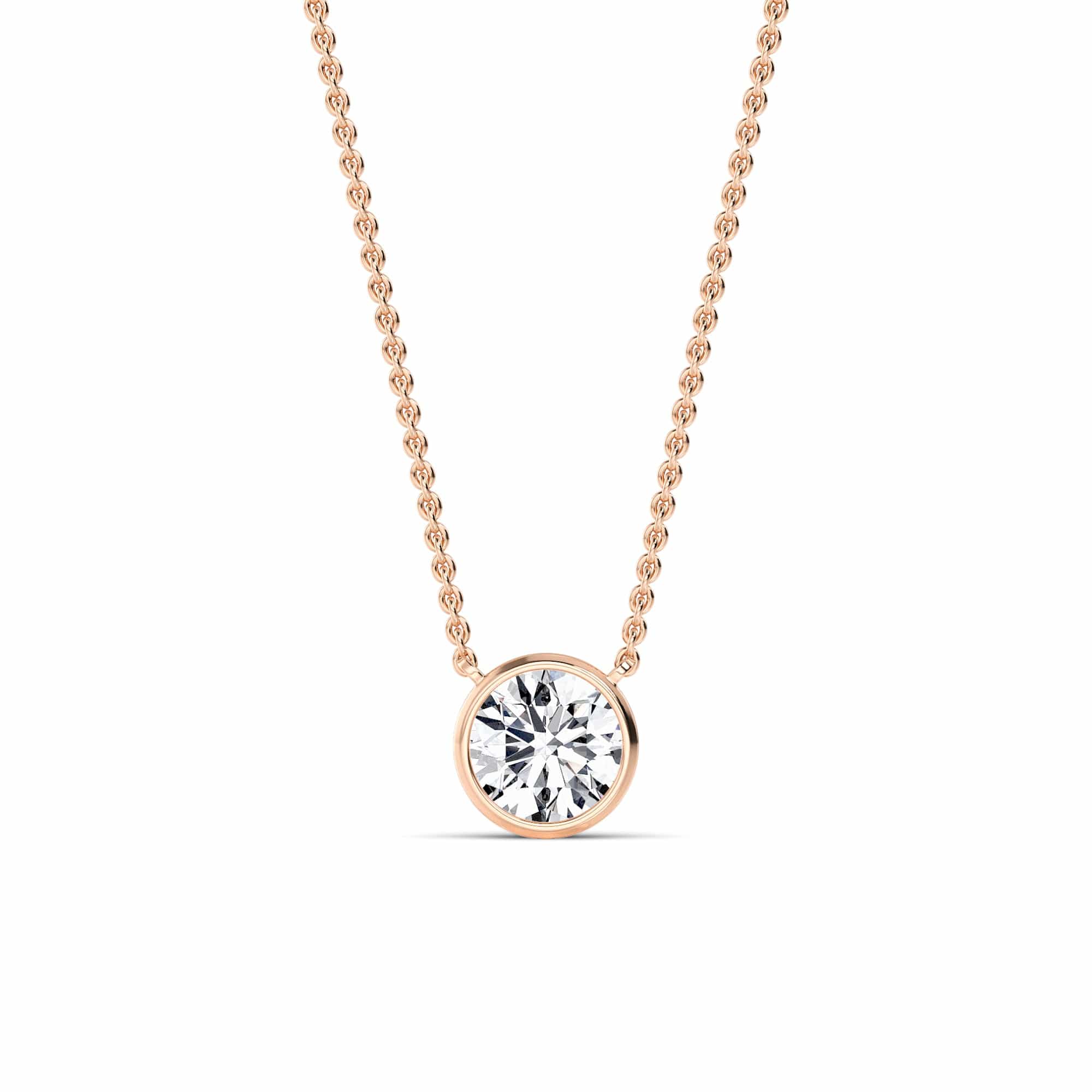 1 Carat Round Cut Bezel Set Lab Grown Diamond Solitaire Pendant Necklace - Image 3