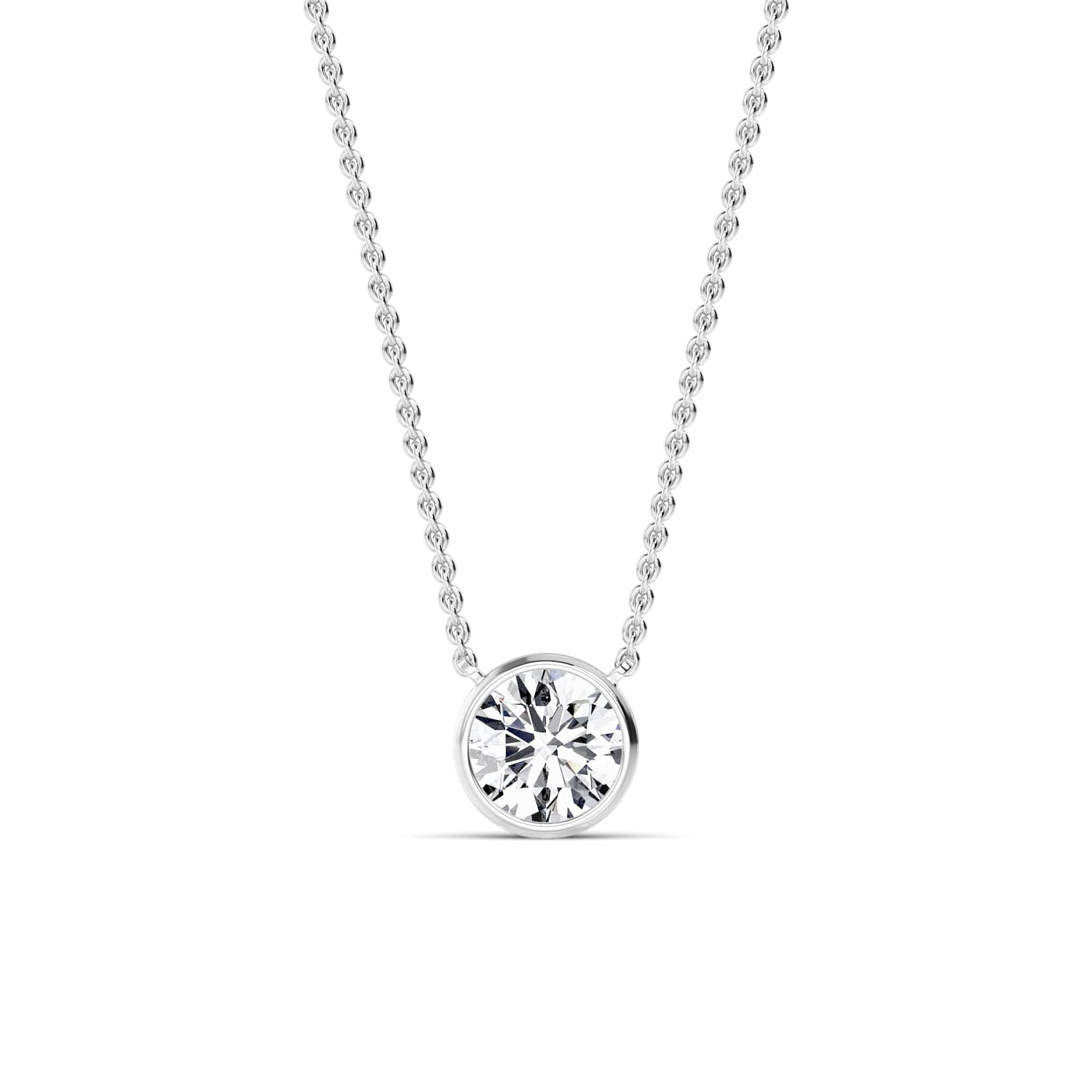 1 Carat Round Cut Bezel Set Lab Grown Diamond Solitaire Pendant Necklace - Image 4
