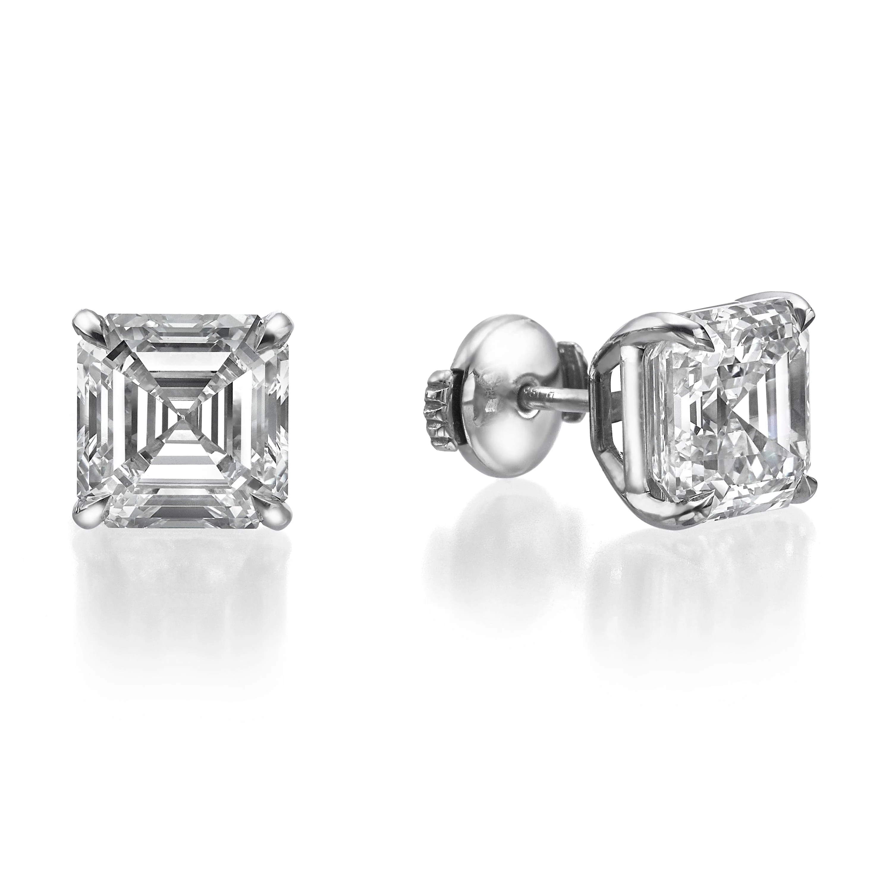 10 Carat Lab Grown Asscher Cut Diamond Stud Earrings - Image 3