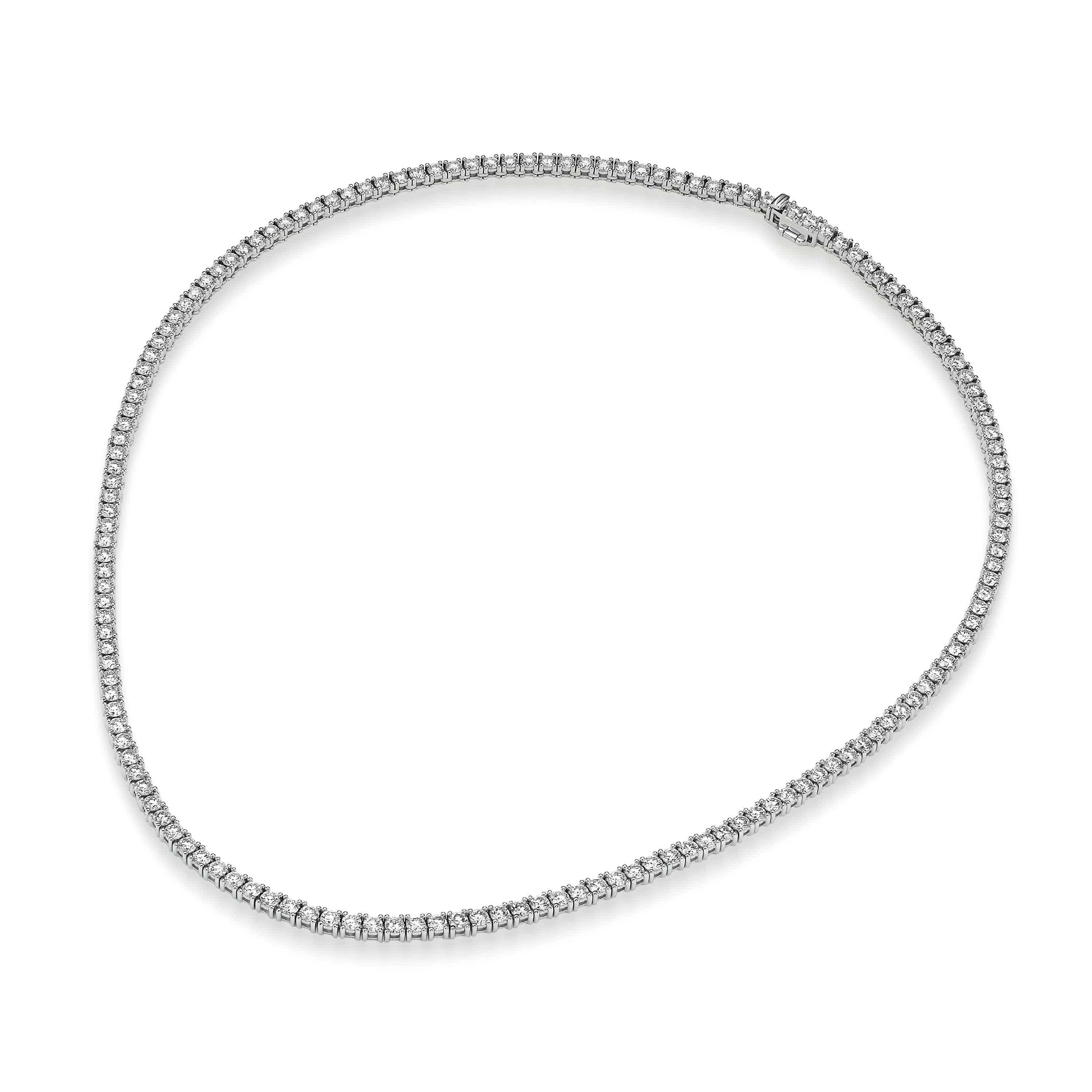 10.00 ct Round Brilliant Cut Lab Grown Diamond Tennis Necklace in 14k White Gold - Image 4