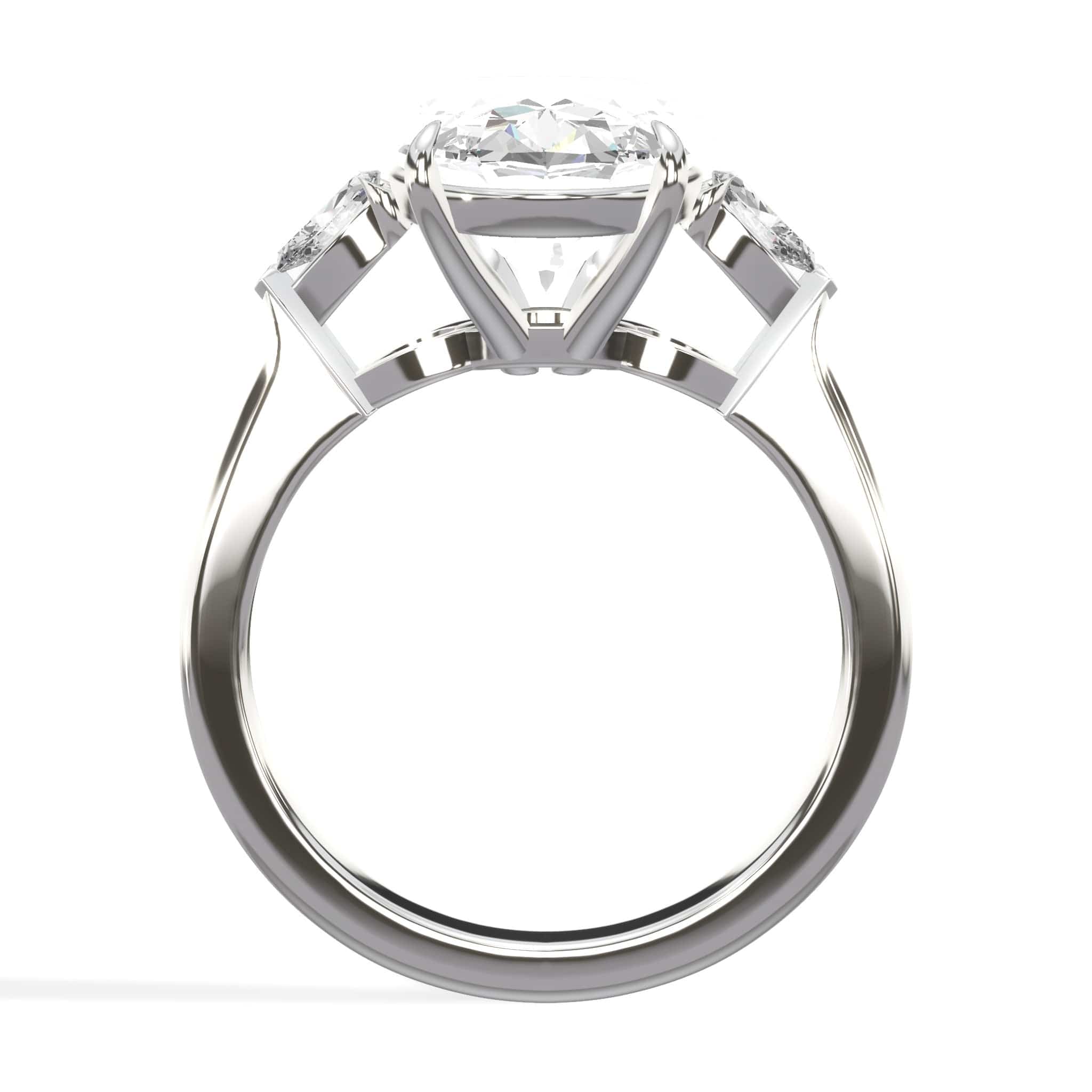 10.07 Carats Lab Grown Oval Cut with Pear Shape Side Stones Diamond Engagement Ring in Platinum - Image 3