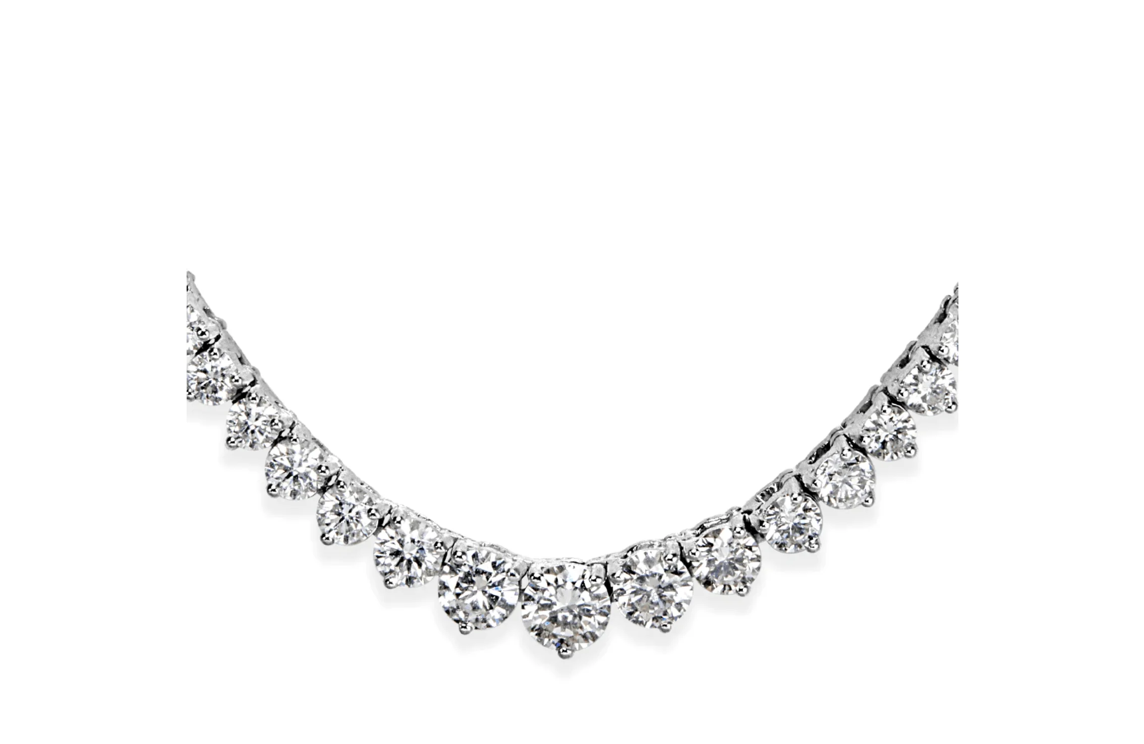 10.00 ct Round Brilliant Cut Lab Grown Diamond Graduated Tennis Necklace in 14k White Gold - Image 3