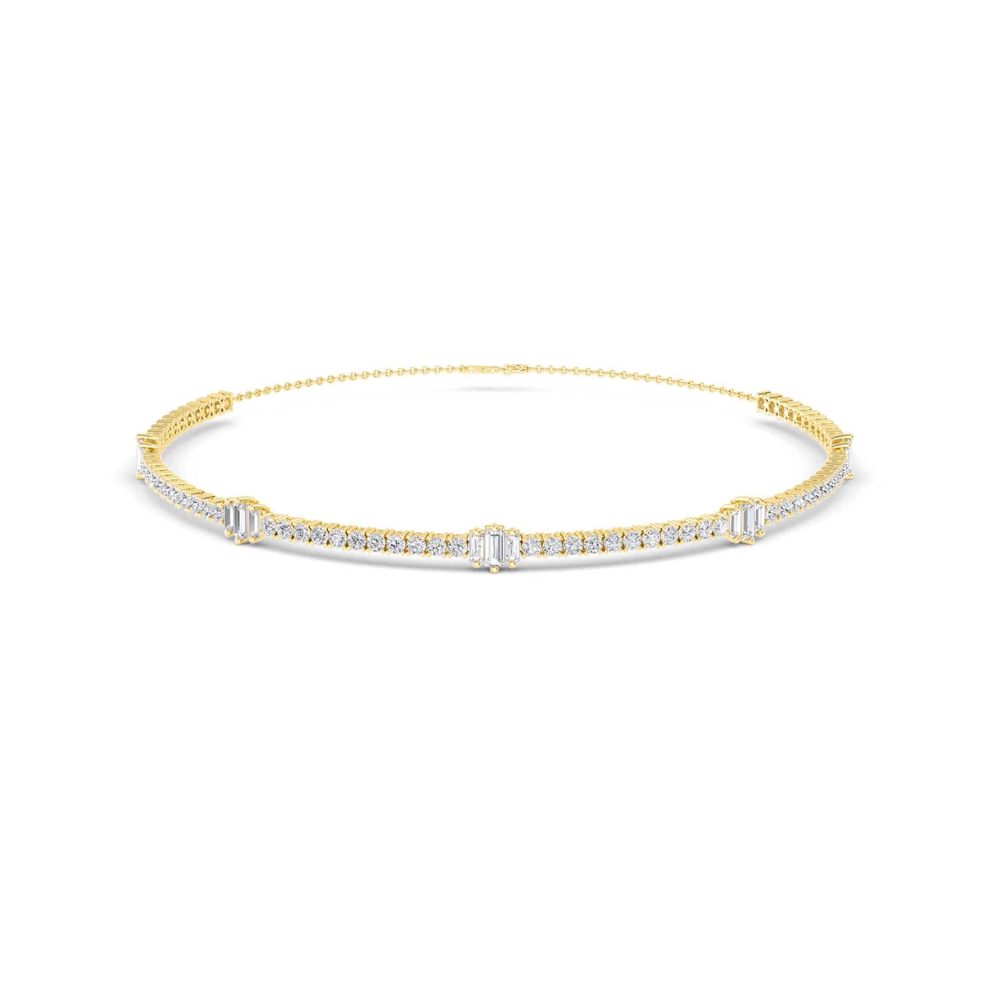 10.76 Carat Round & Baguette Lab Grown Diamond Tennis Choker Necklace