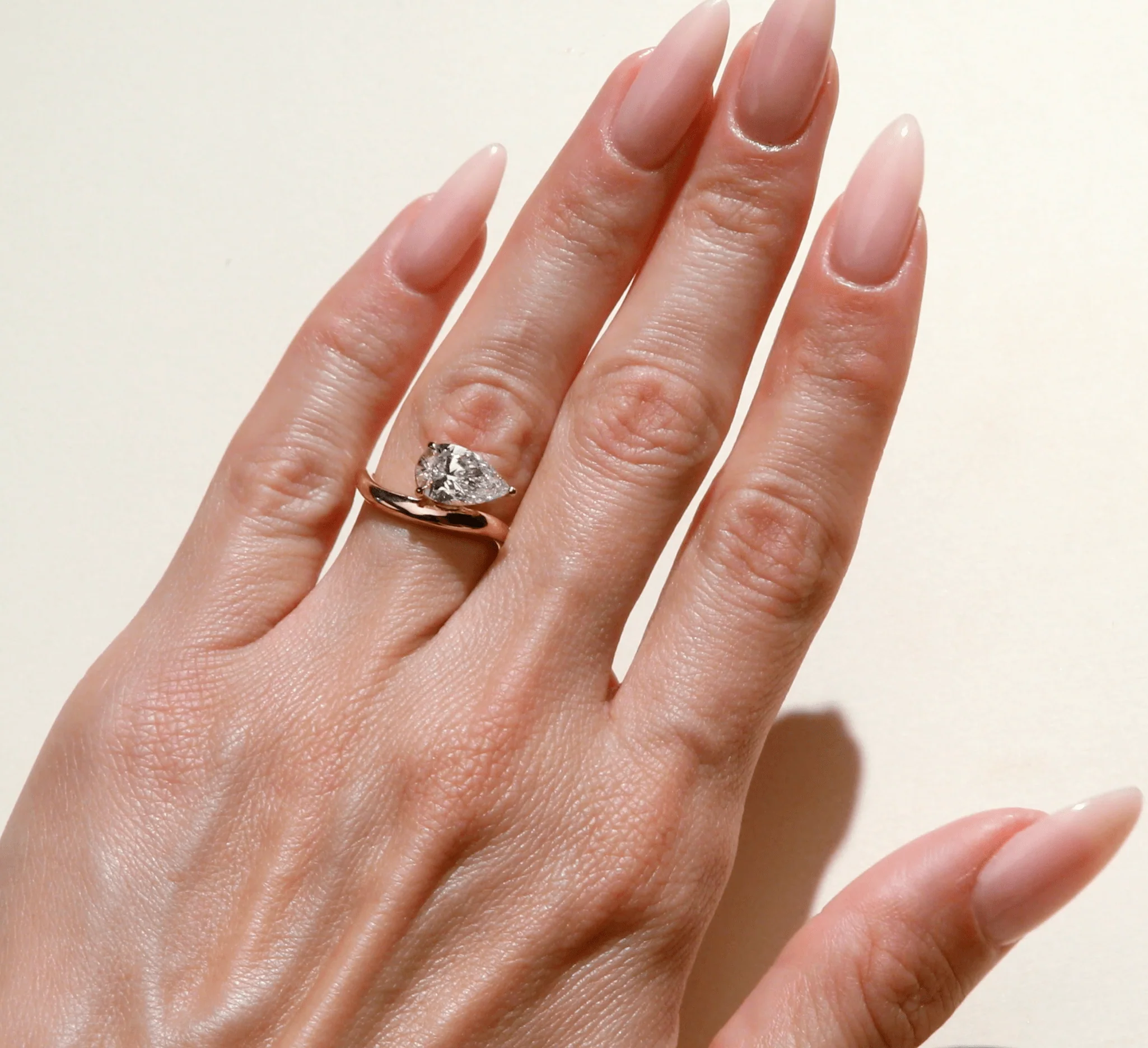 2.00 Carat Lab Grown Pear Shaped Wave Diamond Engagement Ring in Yellow Gold - Image 2