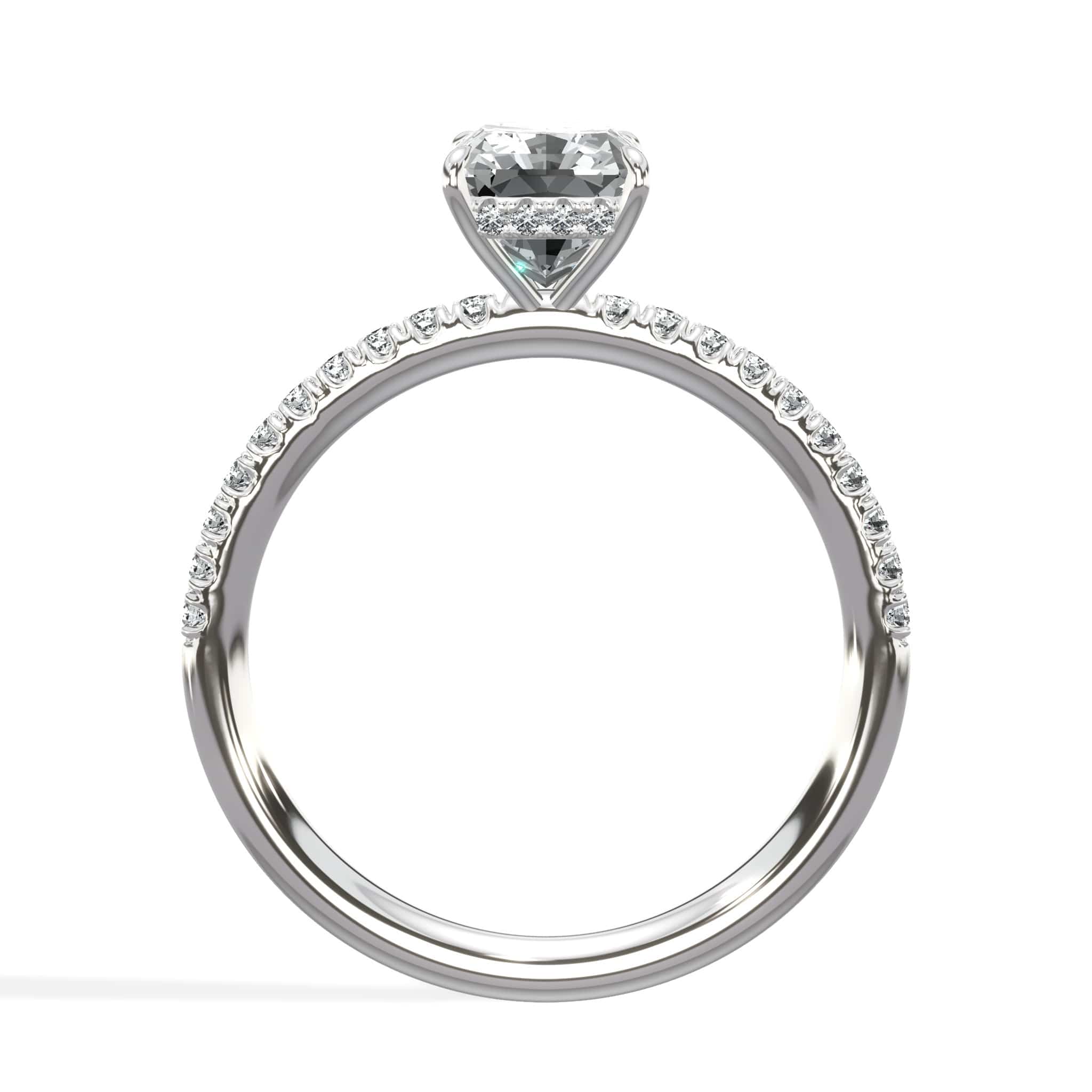 2.00 Carats Lab Grown Radiant Cut Micropaved Side Stones Hidden Halo Diamond Engagement Ring - Image 3