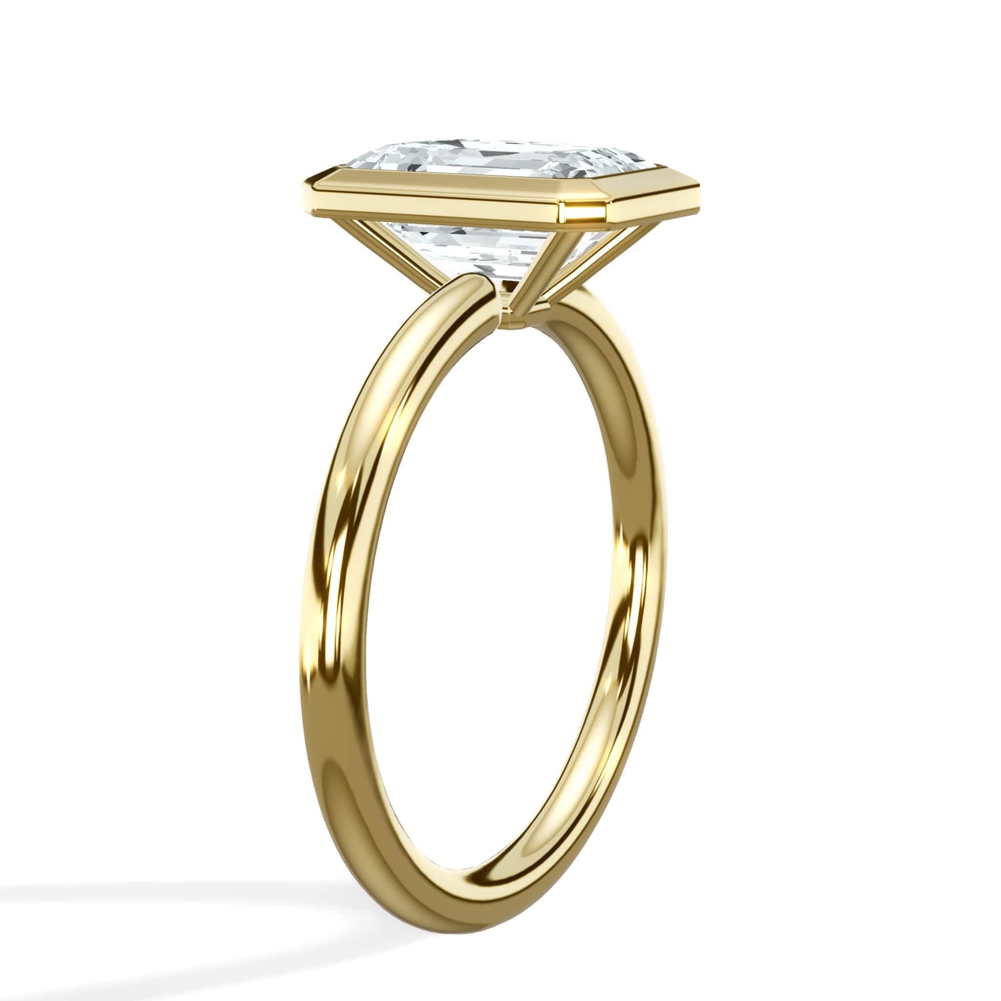 2.00 Carats Lab Grown Emerald Cut Bezel Set Solitaire Diamond Engagement Ring - Image 3