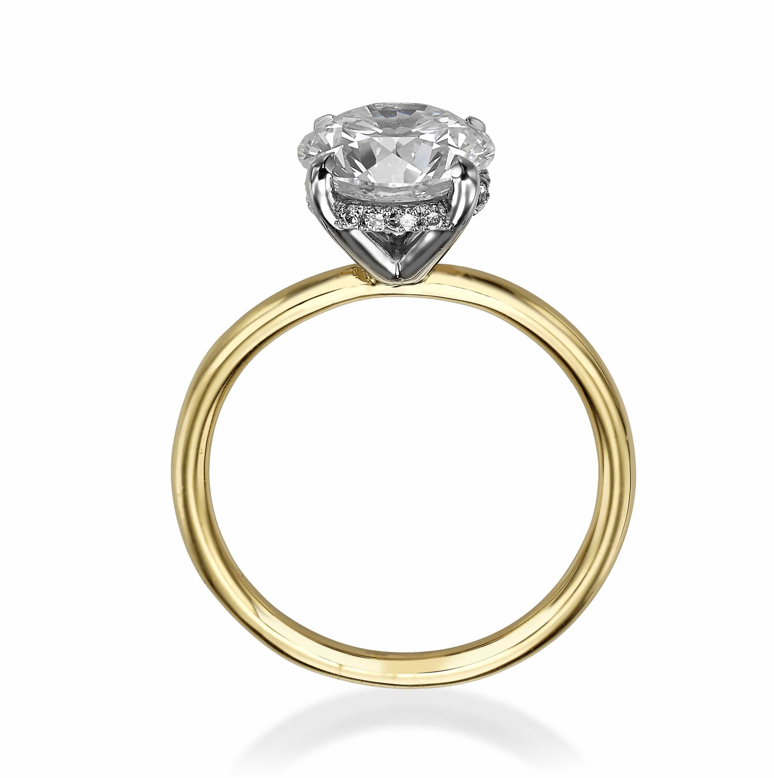 2.15 Carats Lab Grown Round Brilliant Cut Two Tone Solitaire Hidden Halo Diamond Engagement Ring - Image 3
