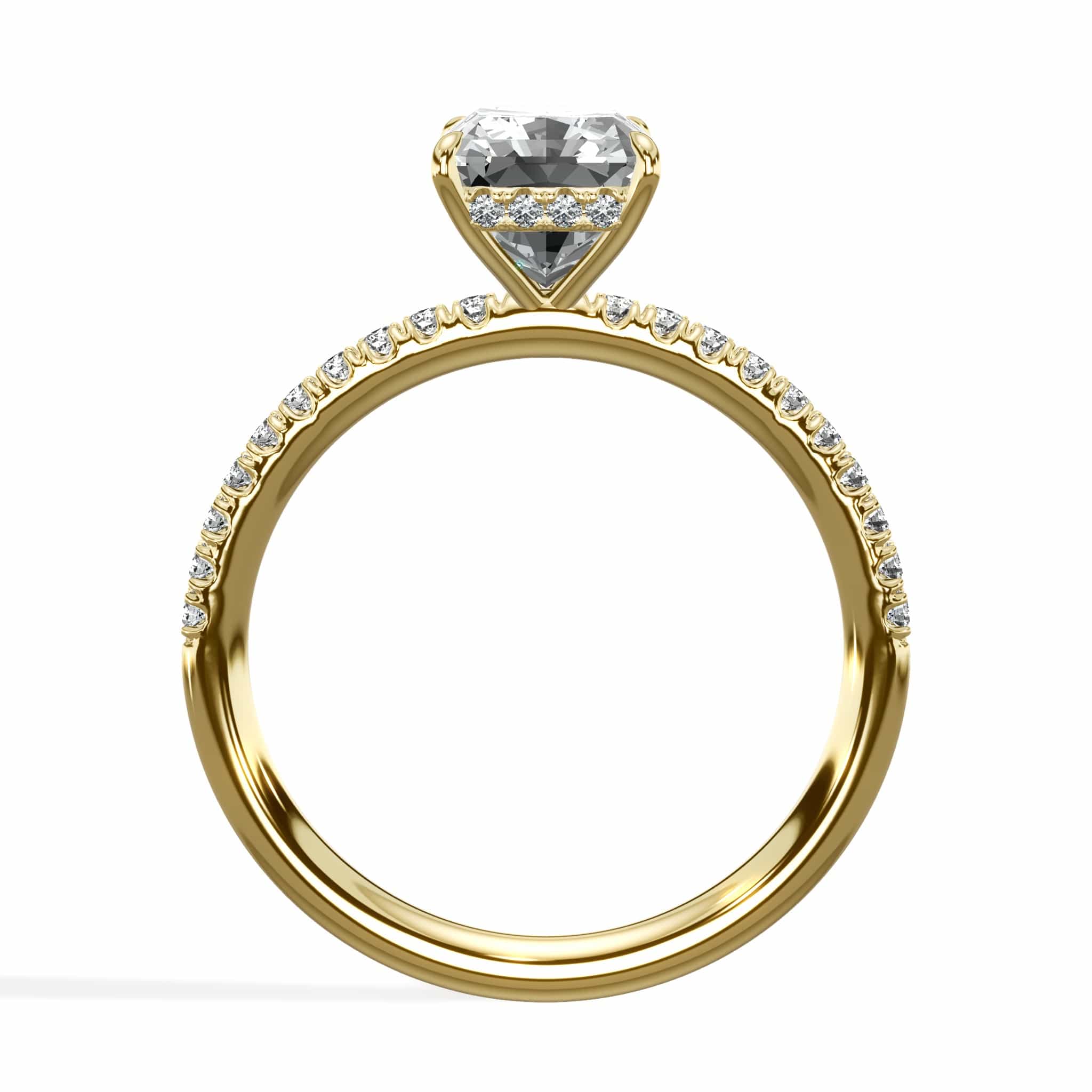 2.50 Carats Lab Grown Radiant Cut Side Stones Hidden Halo Diamond Engagement Ring Yellow Gold - Image 3