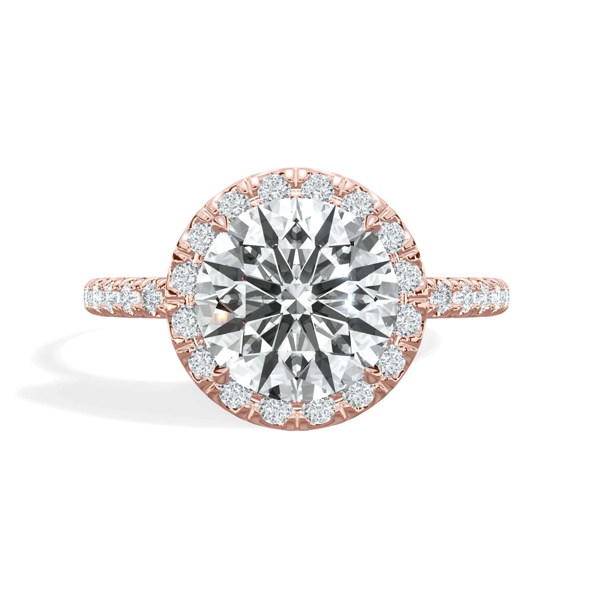 2.50 Carats Lab Grown Round Brilliant Cut Micropaved Halo Side Stones Diamond Engagement Ring