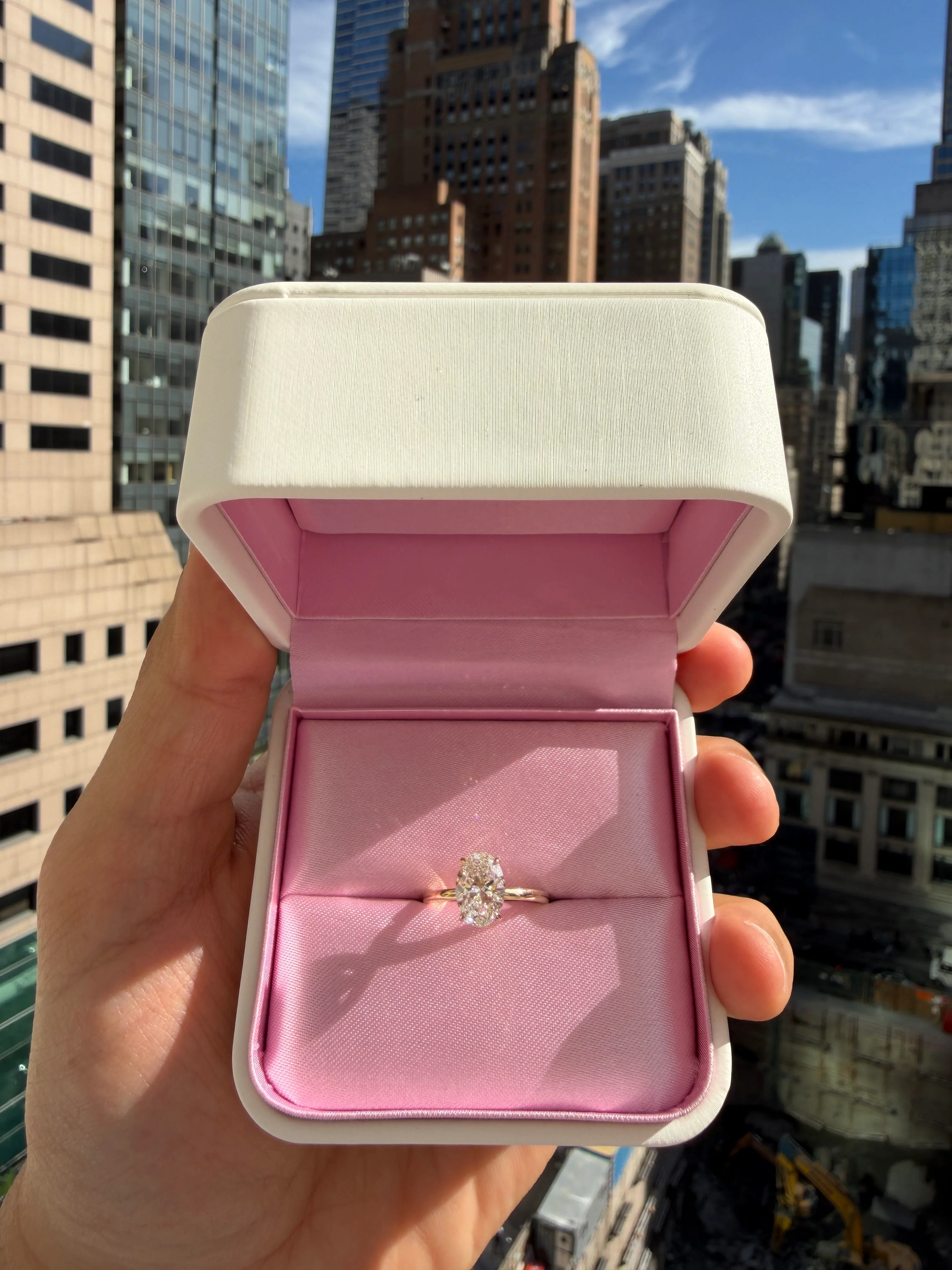 2 Carat Lab Grown Oval Cut Diamond Solitaire Engagement Ring Yellow Gold - Image 3