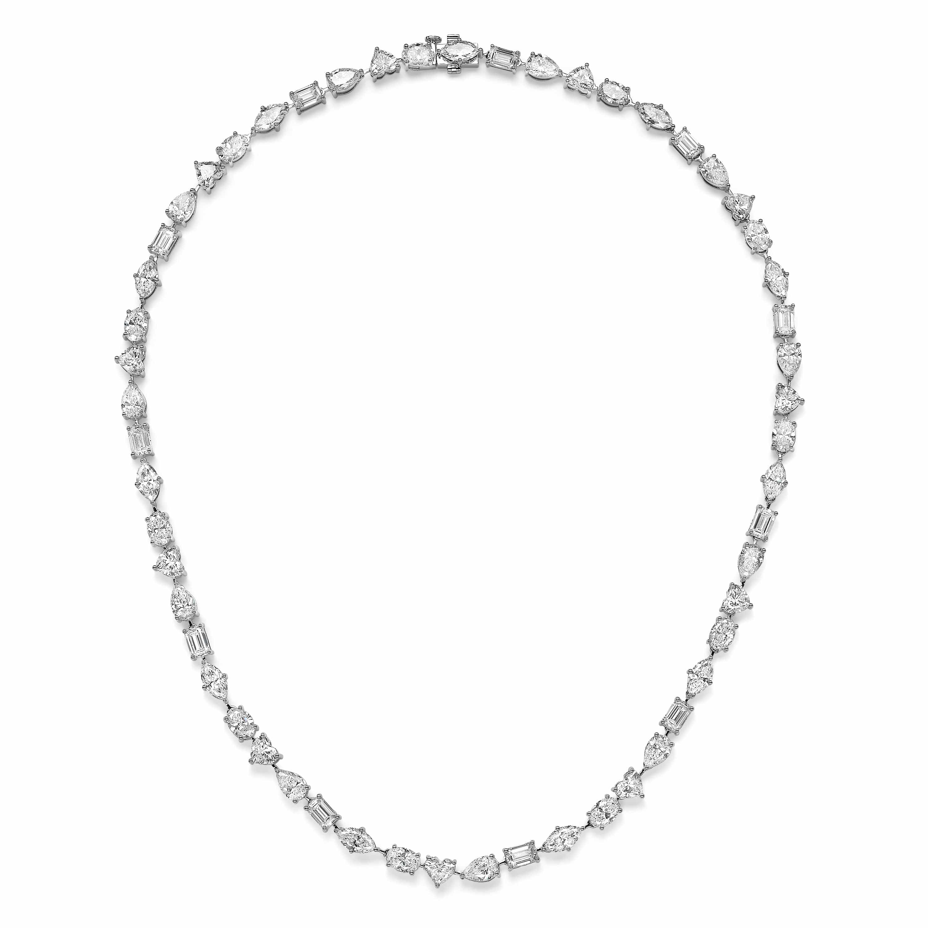 28.90 Carat Multi Shape Lab Grown Diamond Tennis Necklace in 14k White Gold - Image 3