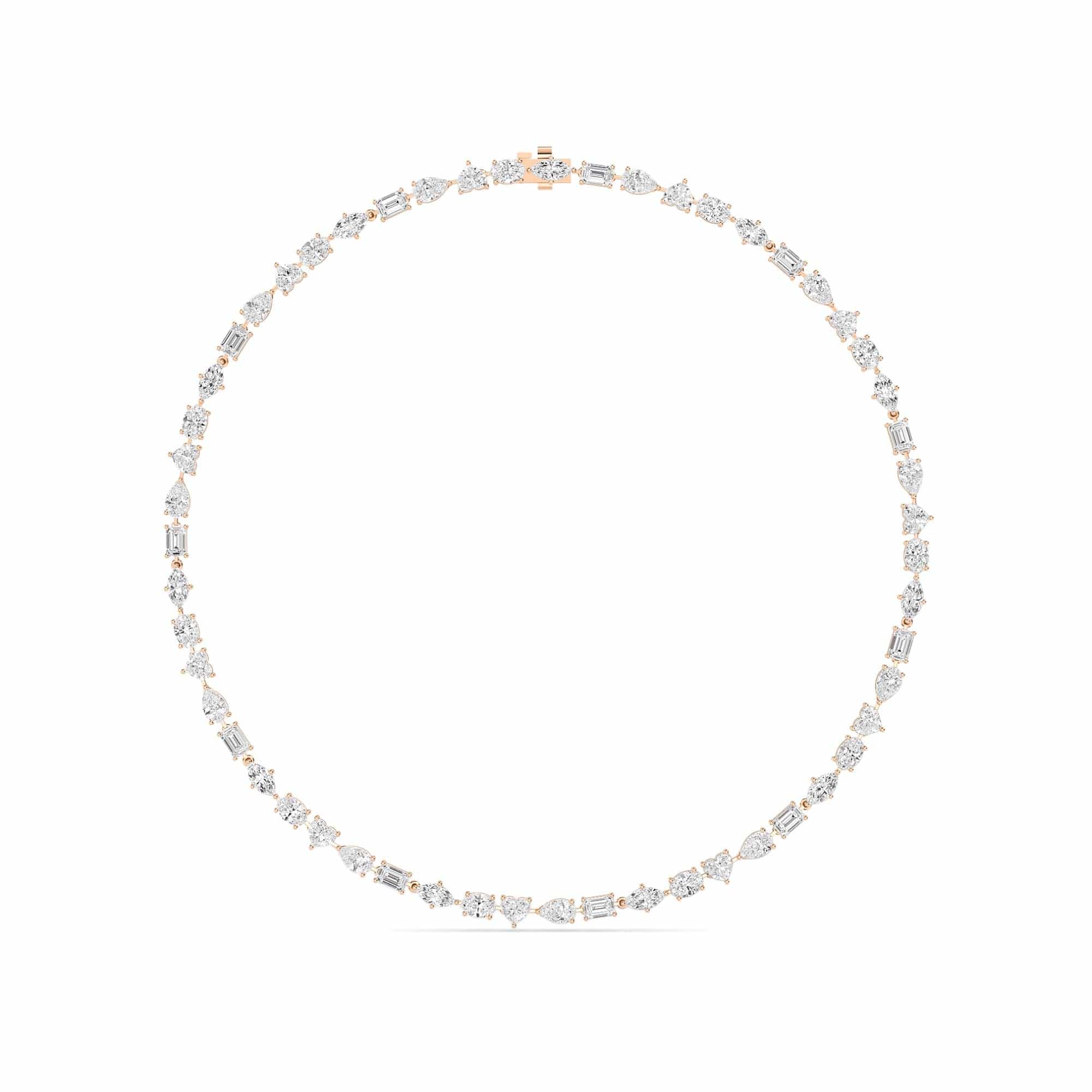 28.90 Carat Multi Shape Lab Grown Diamond Tennis Necklace in 14k White Gold - Image 5