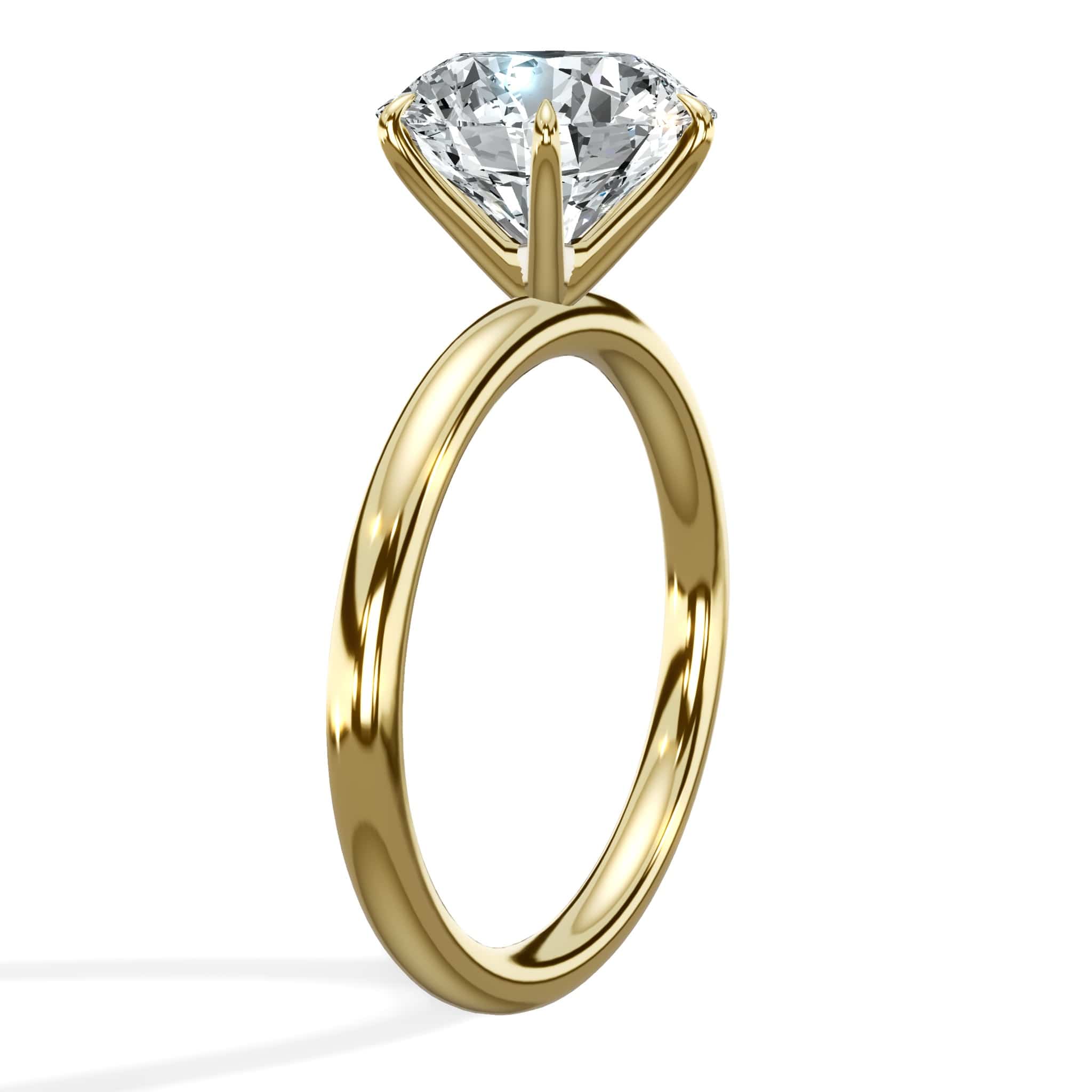 3 Carat Lab Grown Round Brilliant Cut Solitaire Diamond Engagement Ring in Yellow Gold - Image 6