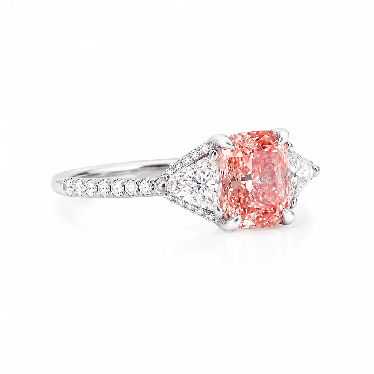 3.15 Carats Cushion Cut Fancy Intense Pink High Jewelry Lab Grown Diamond Engagement Ring - Image 3