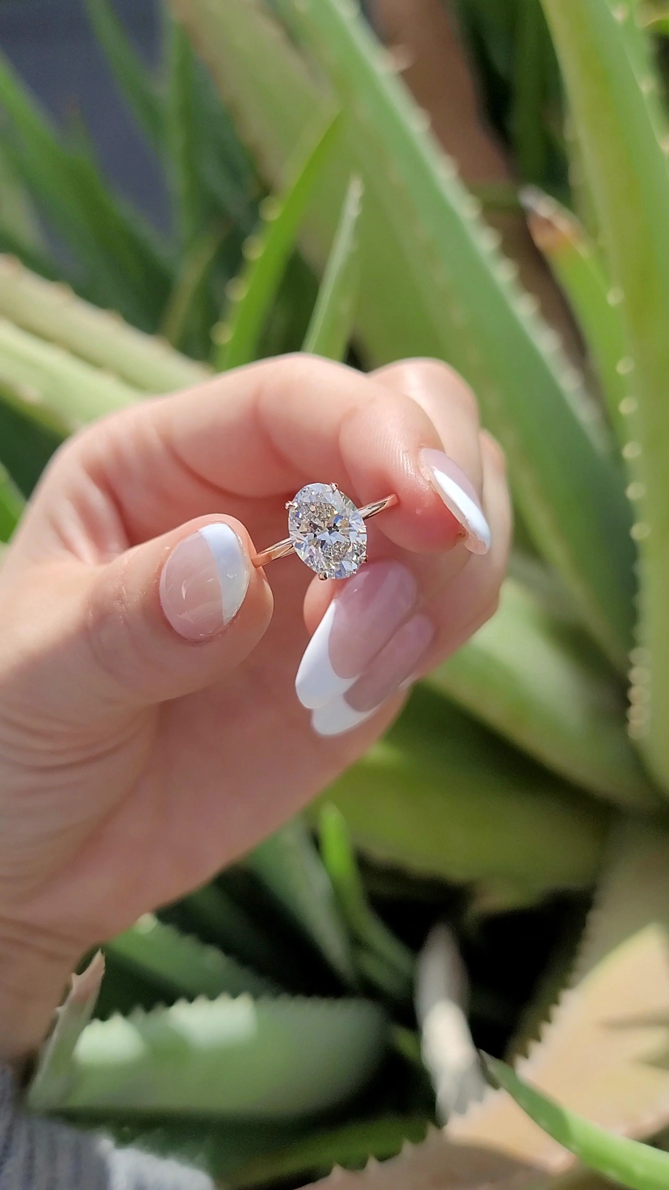 3.18 Carats Lab Grown Oval Cut Solitaire Hidden Halo Diamond Engagement Ring - Image 2