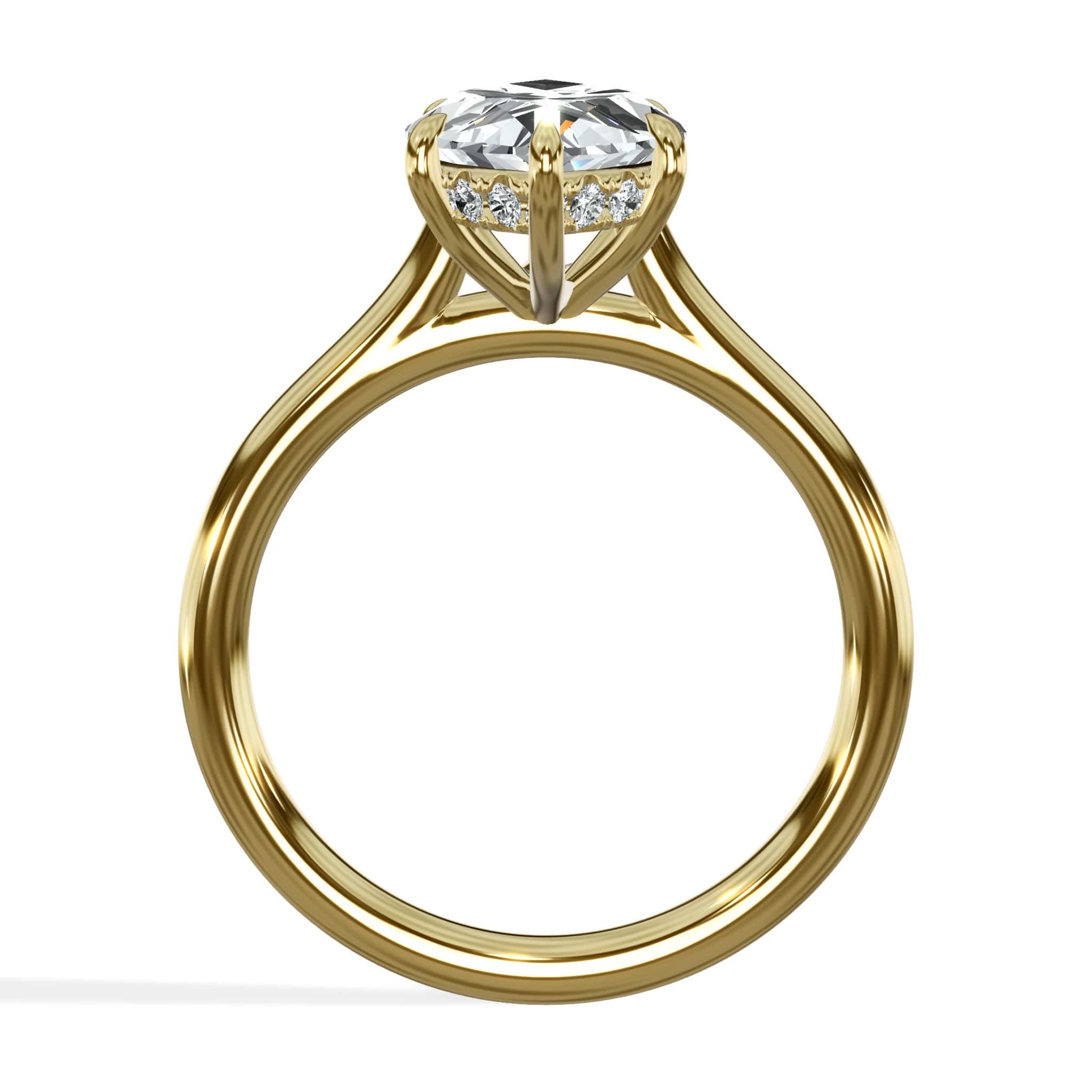 3.20 Carats Lab Grown Marquise Cut Cathedral Solitaire Hidden Halo Diamond Engagement Ring - Image 3