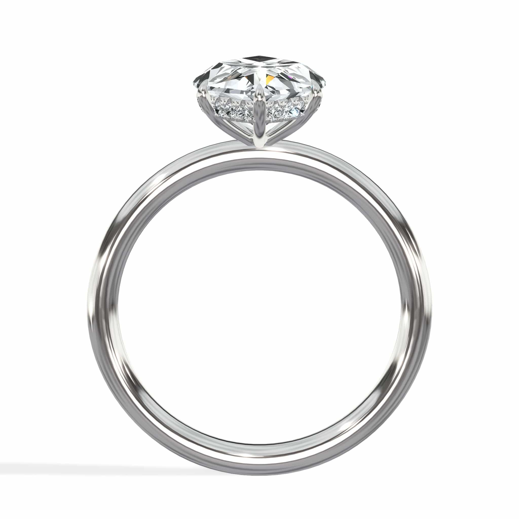3.20 Carats Lab Grown Marquise Cut Solitaire Hidden Halo Diamond Engagement Ring White Gold - Image 5