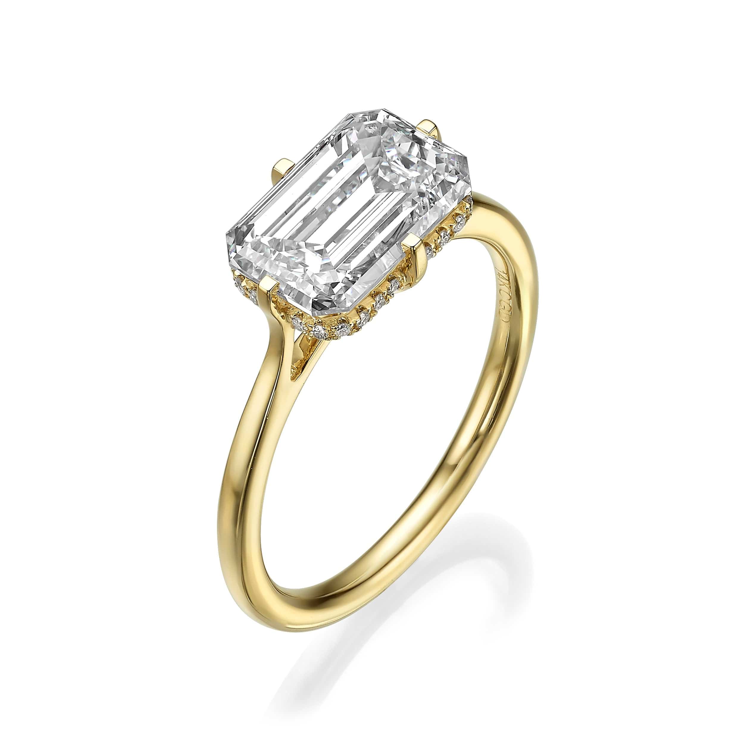 3.22 Carat Lab Grown Emerald Cut Diamond East-West Solitaire Engagement Ring - Image 2