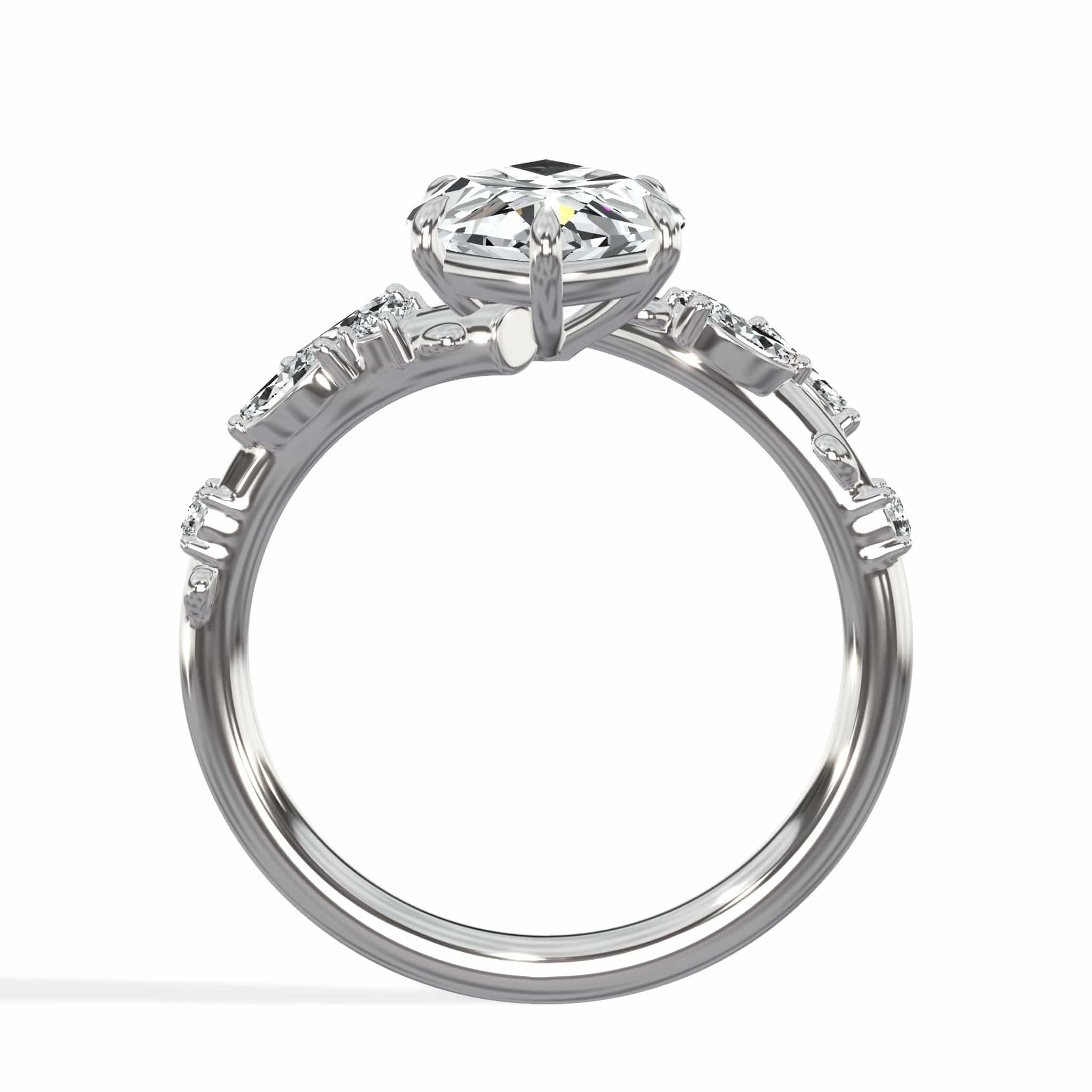 3.36 Carats Lab Grown Marquise Cut Diamond Floral Engagement Ring White Gold - Image 3