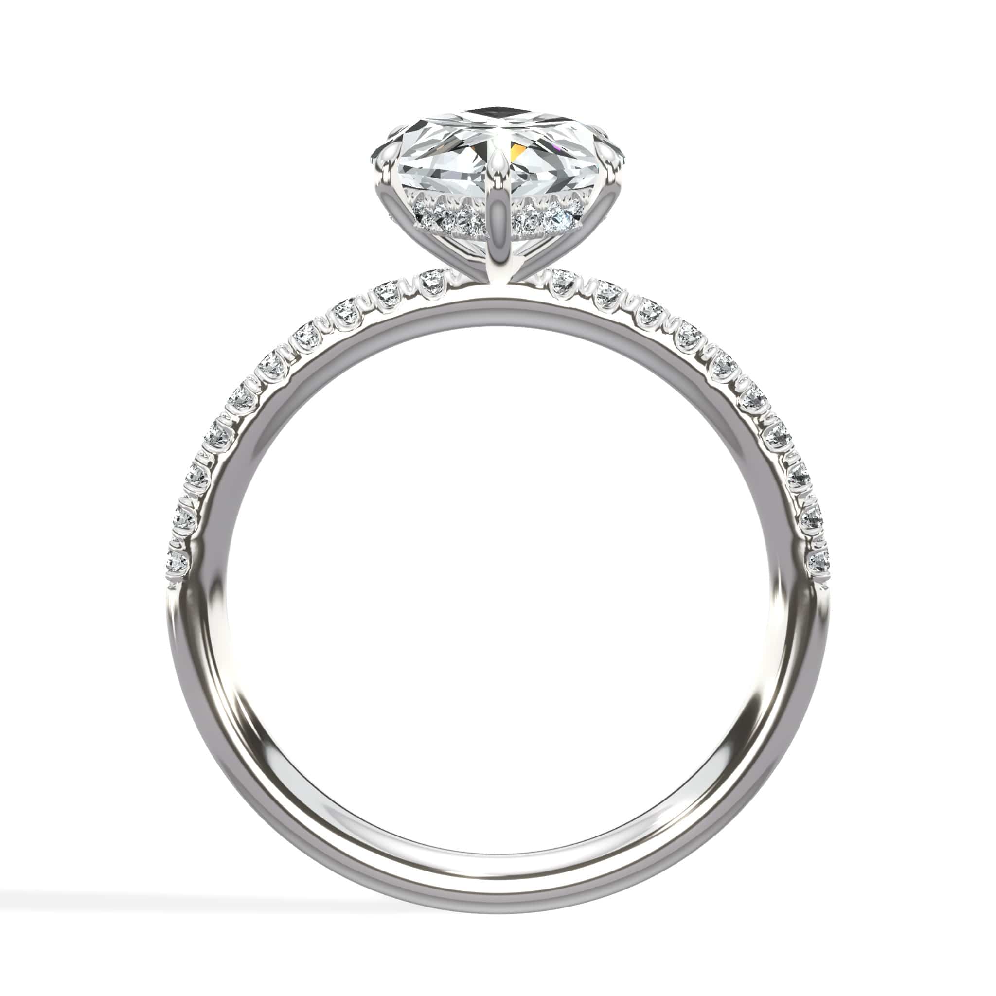 3.50 Carats Lab Grown Marquise Cut Micropaved Side Stones Hidden Halo Diamond Engagement Ring - Image 5