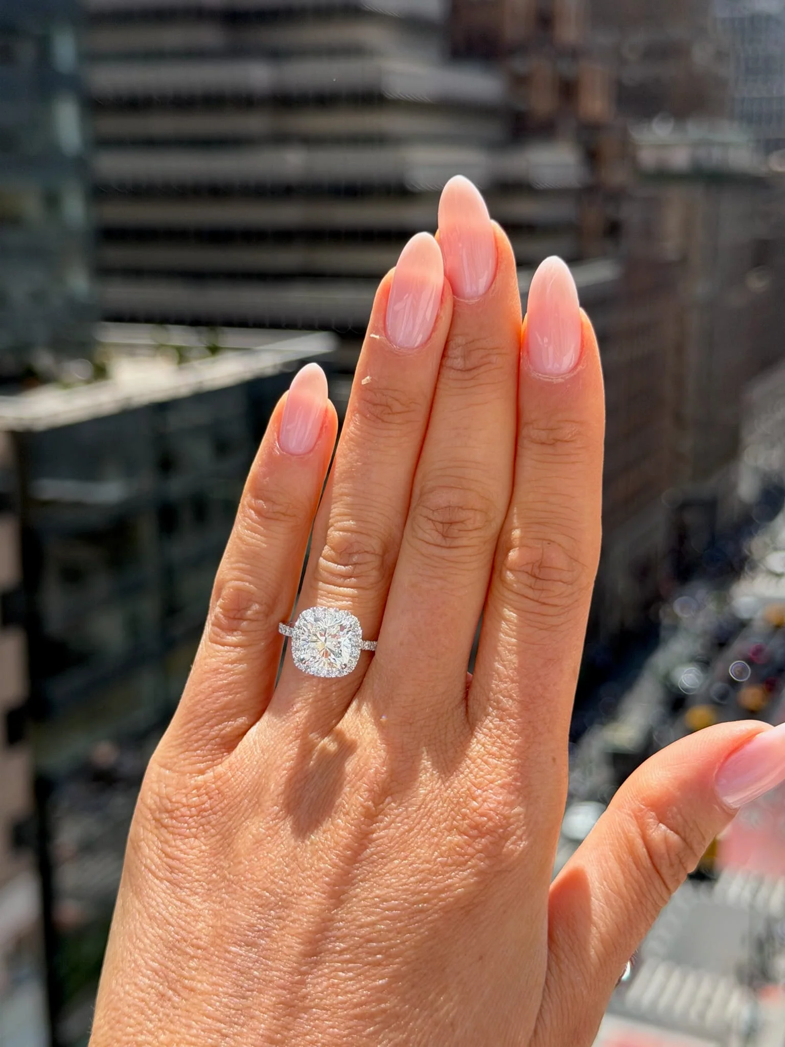 3.60 Carats Cushion Cut Lab Grown Diamond Halo Engagement Ring - Image 2