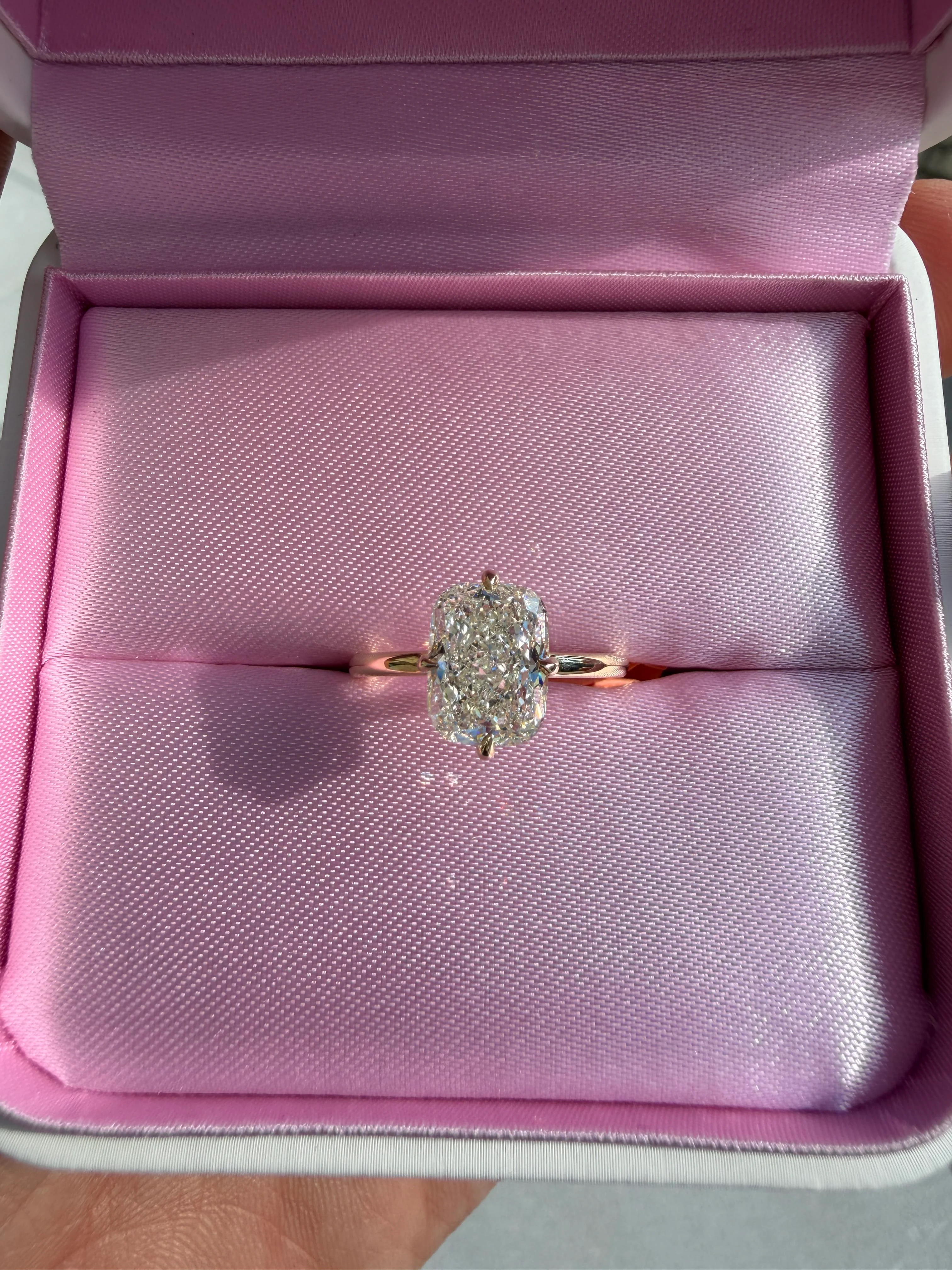 3 Carat Elongated Cushion Cut Natural Diamond Engagement Ring 14K Yellow Gold - Image 3