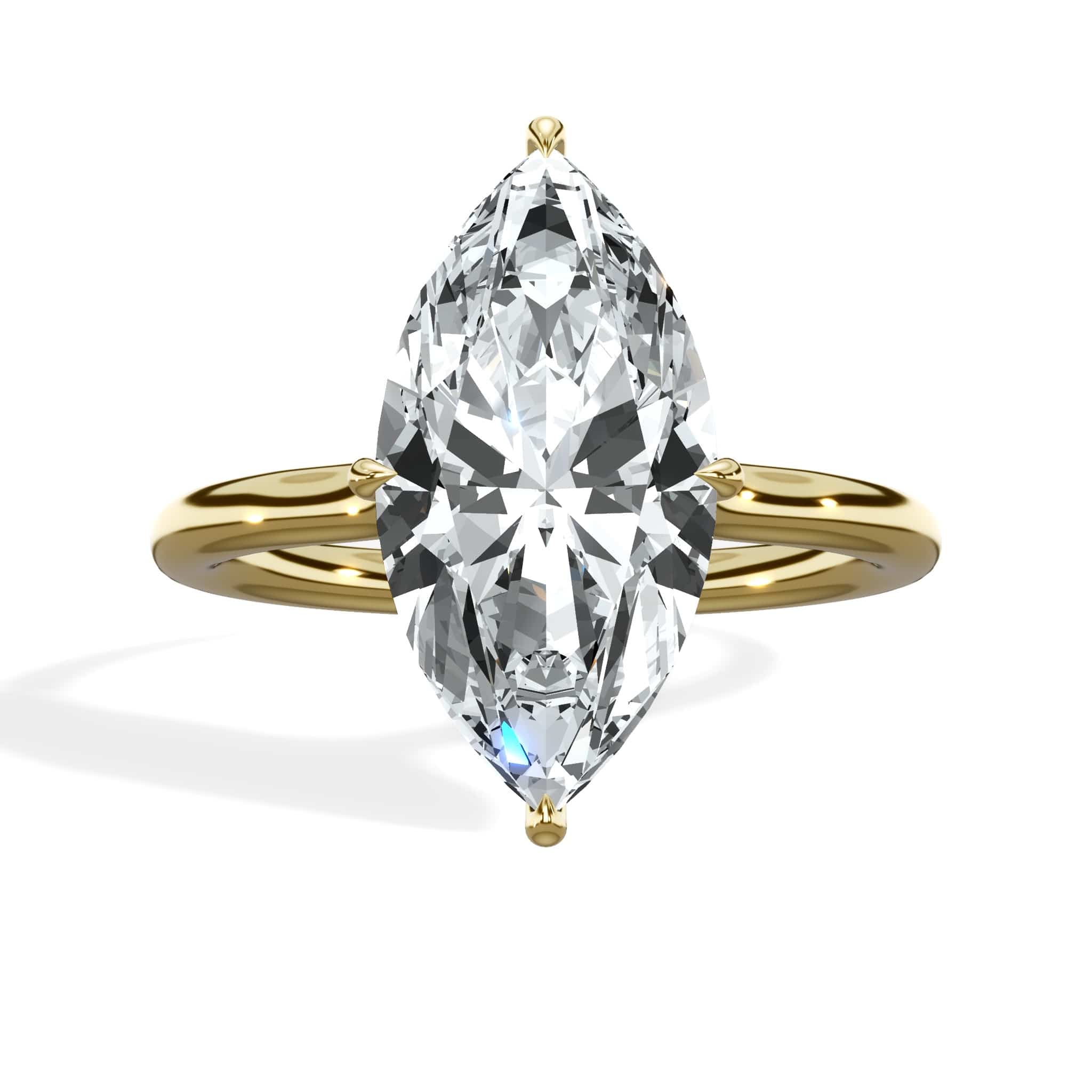 3 Carat Lab Grown Marquise Cut Diamond Compass Solitaire Engagement Ring