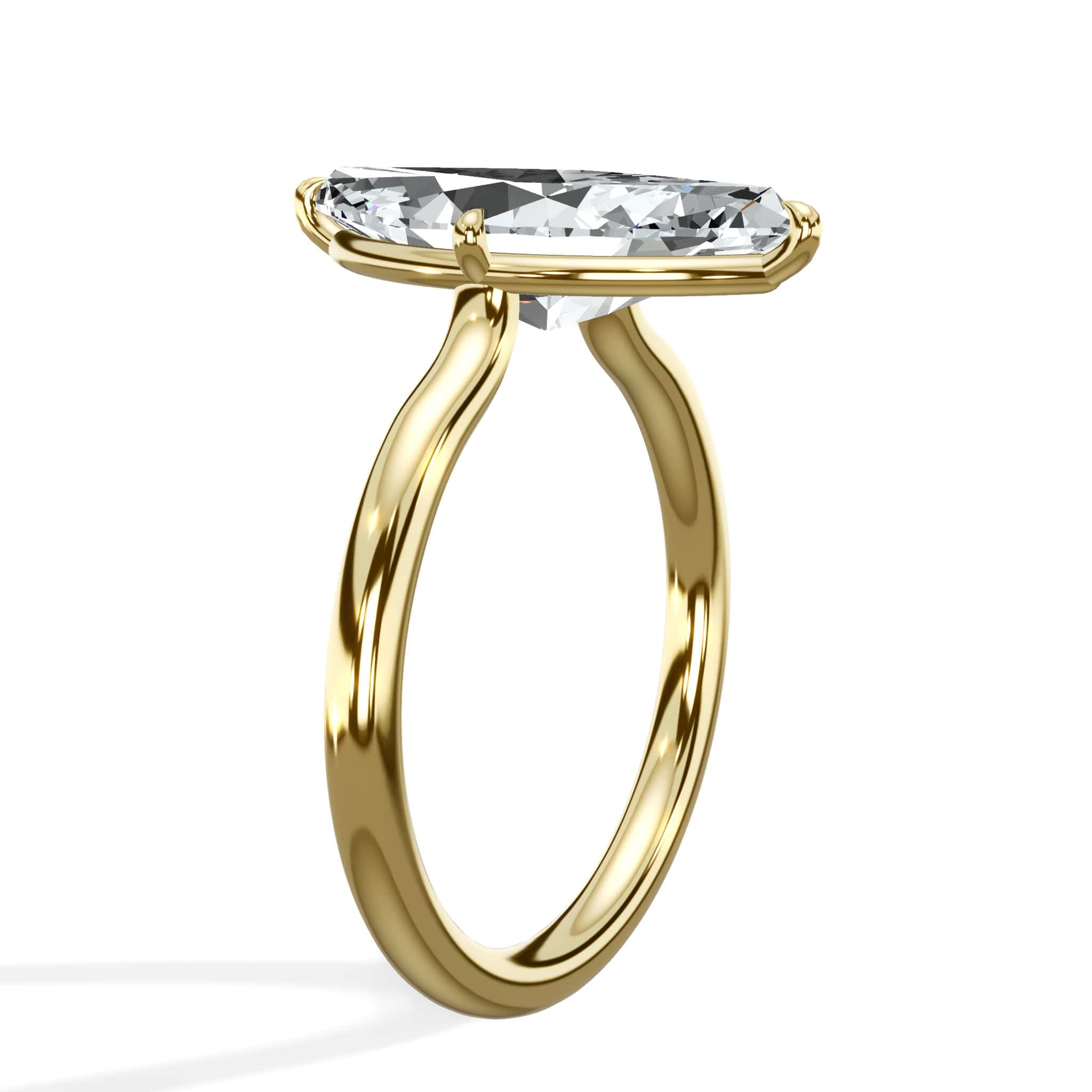 3 Carat Lab Grown Marquise Cut Diamond Compass Solitaire Engagement Ring - Image 3
