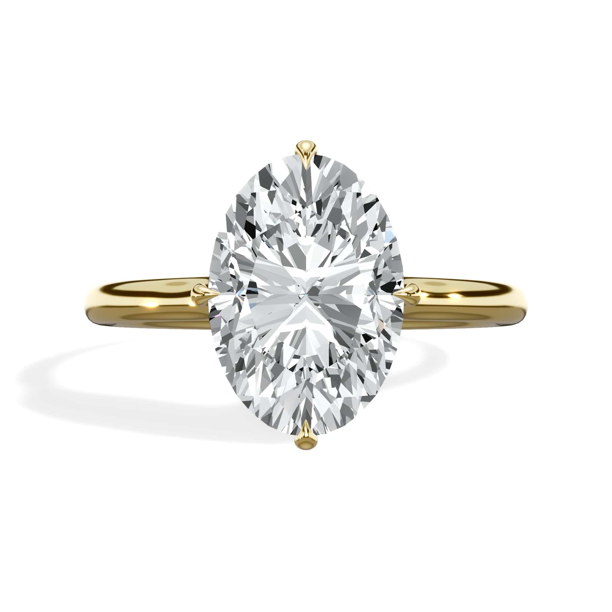 3 Carat Lab Grown Oval Cut Diamond Compass Solitaire Engagement Ring