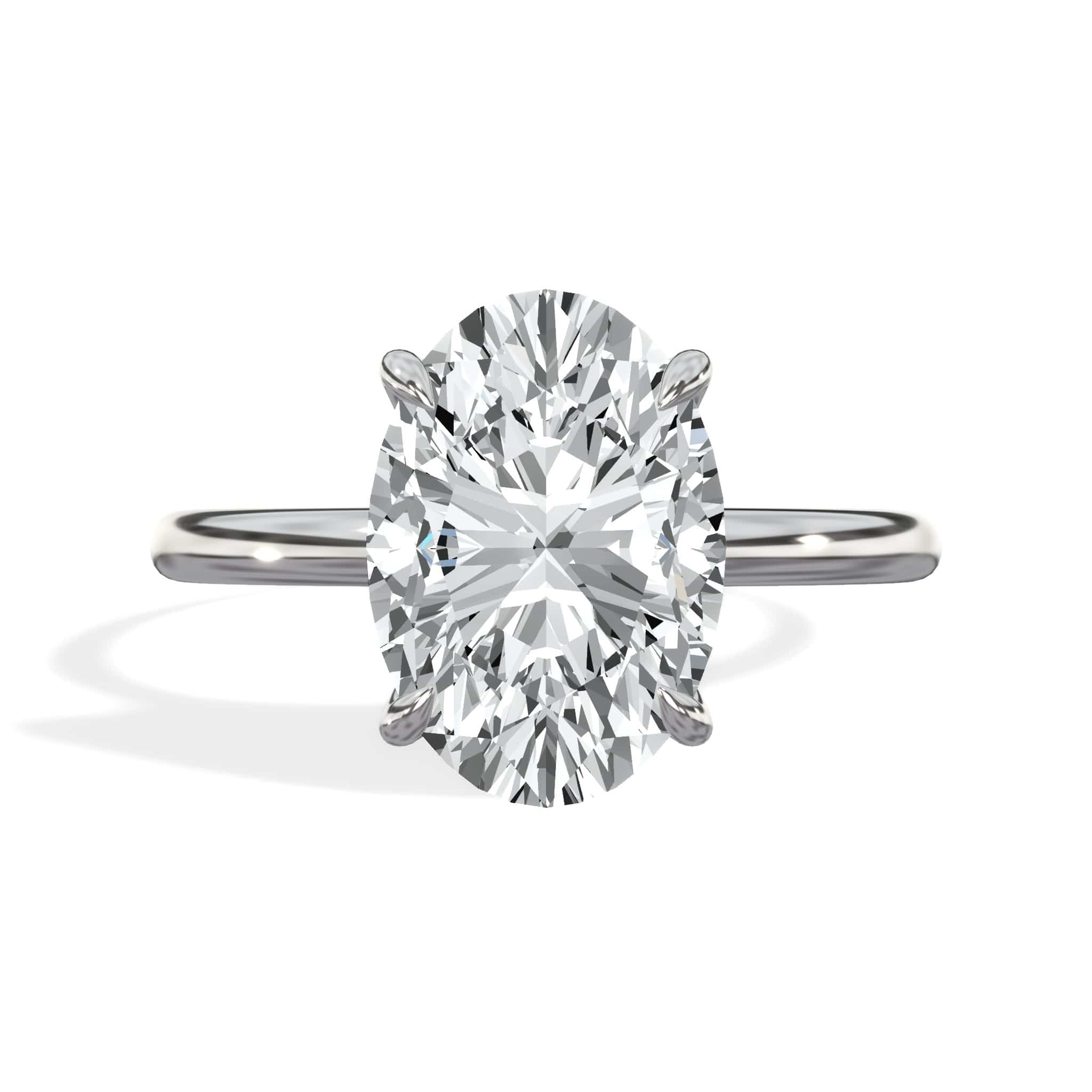 3 Carat Oval Cut Lab Grown Diamond Petal Prong Solitaire Engagement Ring White Gold
