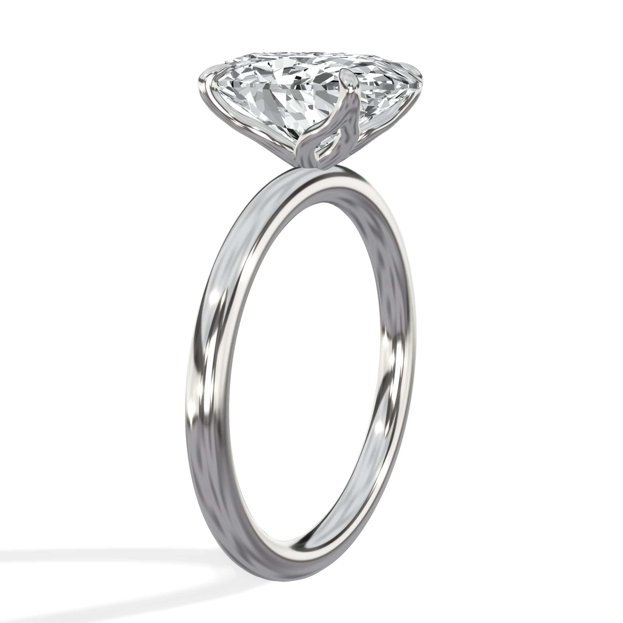 3 Carat Oval Cut Lab Grown Diamond Petal Prong Solitaire Engagement Ring White Gold - Image 2