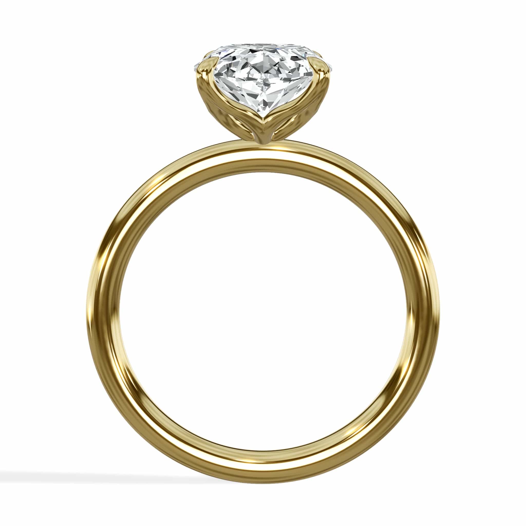 3 Carat Oval Cut Lab Grown Diamond Petal Prong Solitaire Engagement Ring Yellow Gold - Image 2