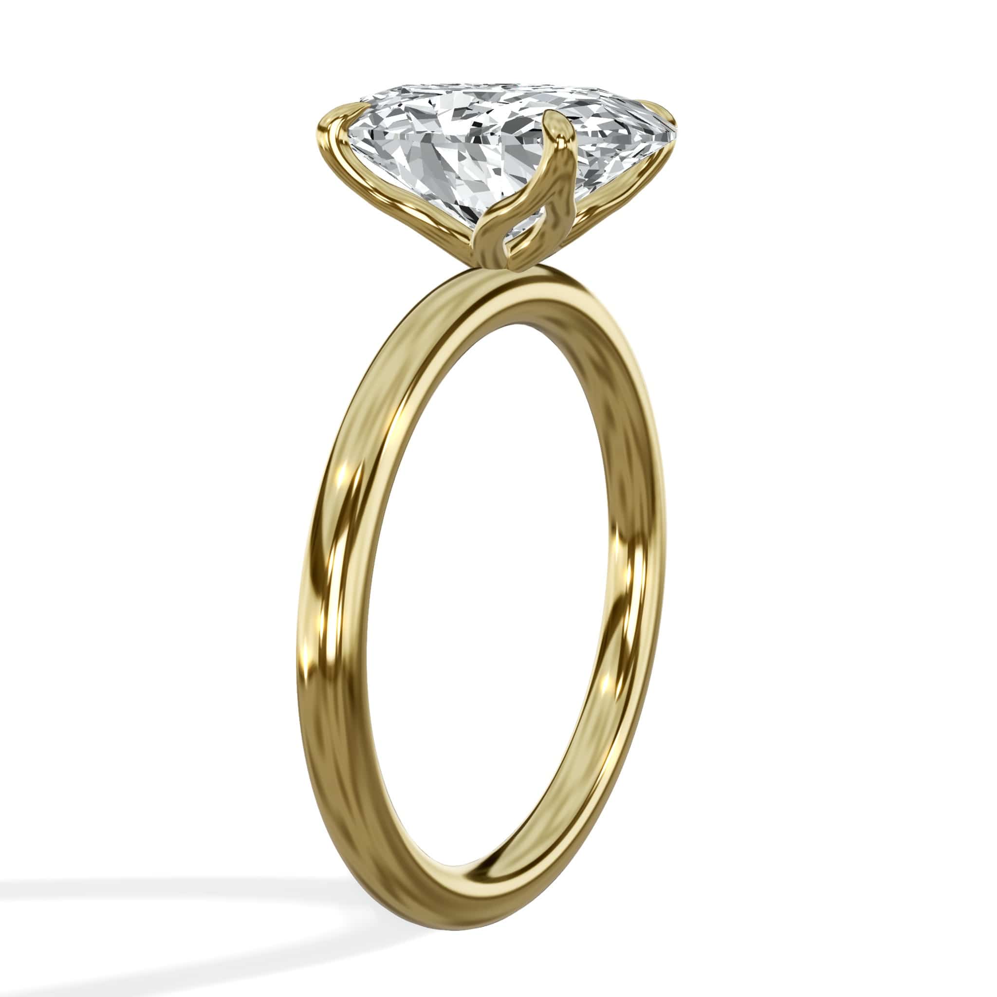 3 Carat Oval Cut Lab Grown Diamond Petal Prong Solitaire Engagement Ring Yellow Gold - Image 3