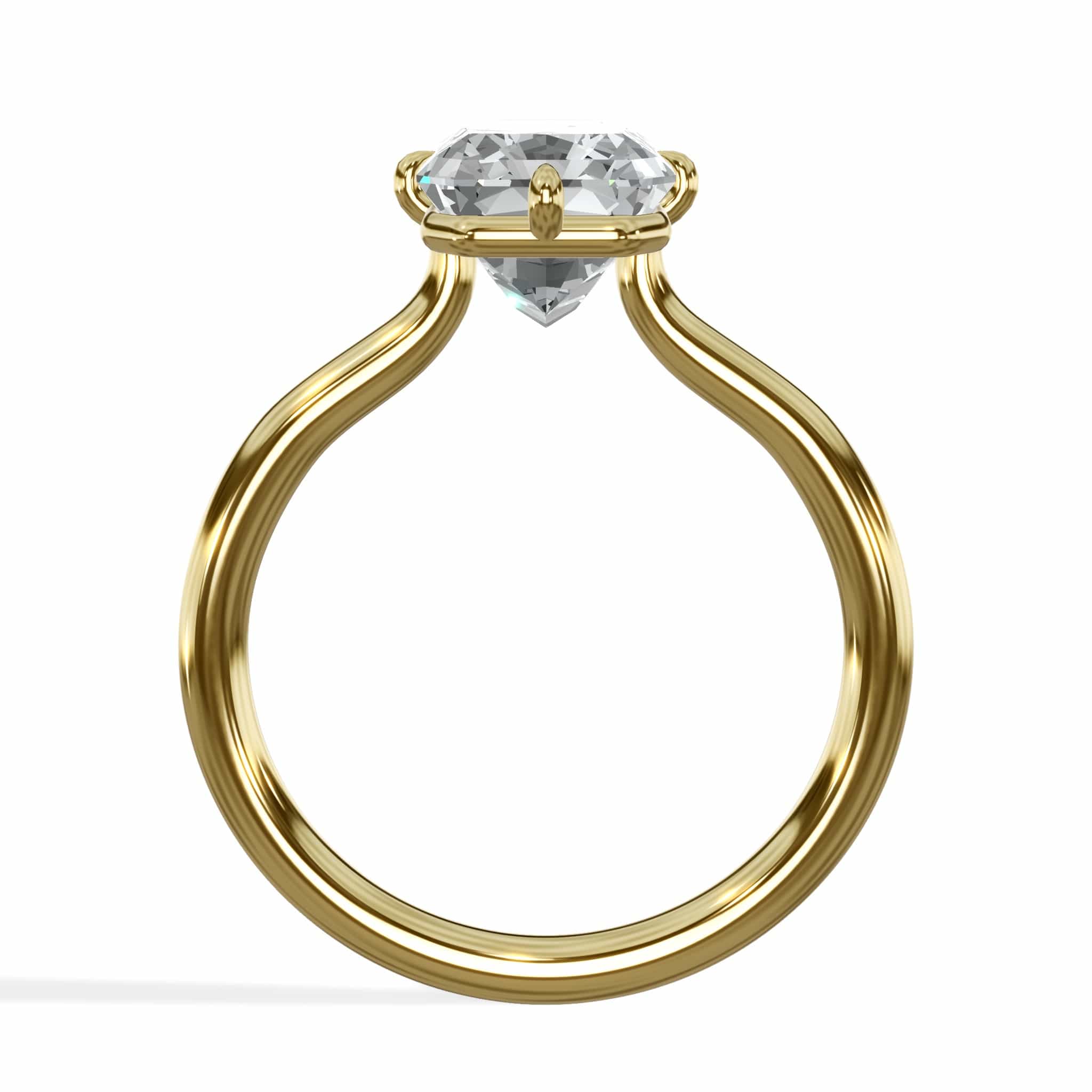 3 Carat Radiant Cut Lab Grown Diamond Petal Prong Solitaire Engagement Ring Yellow Gold - Image 2