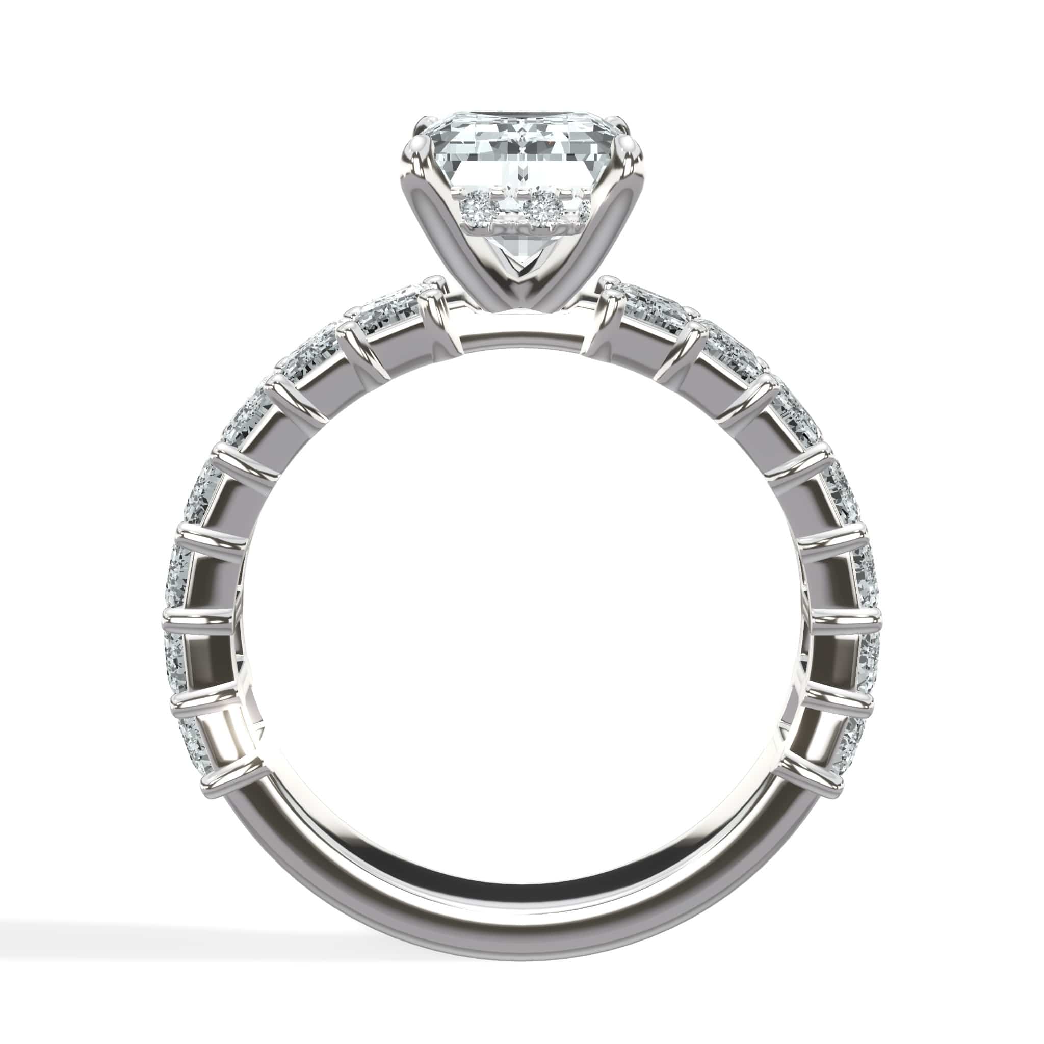 4 Carat Lab Grown Emerald Cut Diamond Engagement Ring with 3/4 Eternity Band 14K White Gold - Image 2