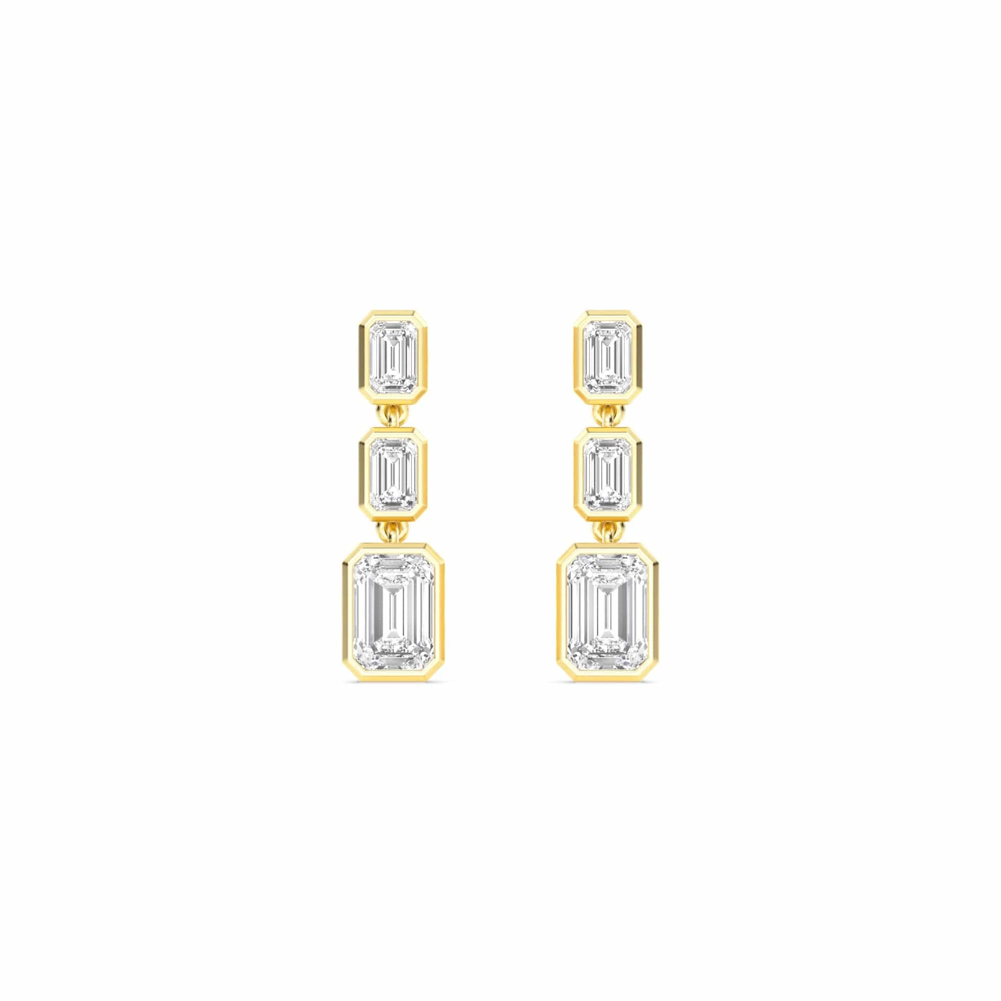 4.50 Carat Emerald Cut Bezel Set Lab Grown Diamond Drop Earrings