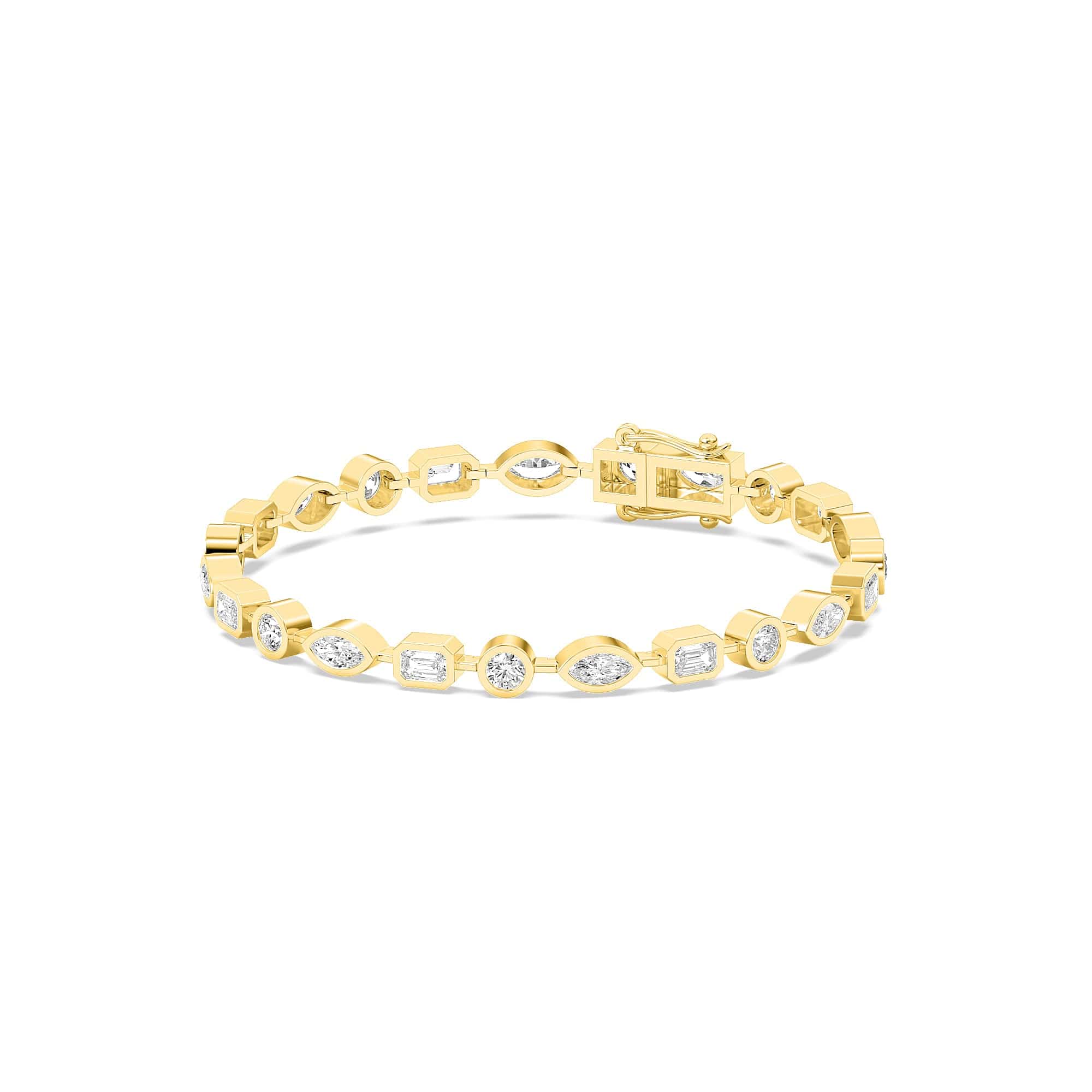 4.72ct ct Multi-Shape Diamond Bezel Tennis Bracelet - Image 4