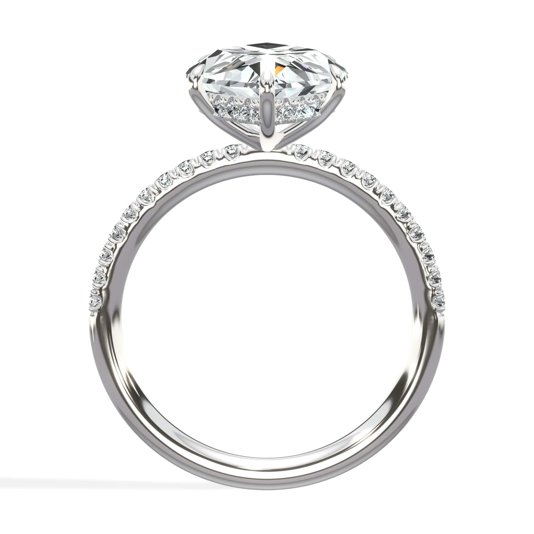 5.50 Carats Lab Grown Marquise Cut Micropaved Side Stones Hidden Halo Diamond Engagement Ring - Image 2