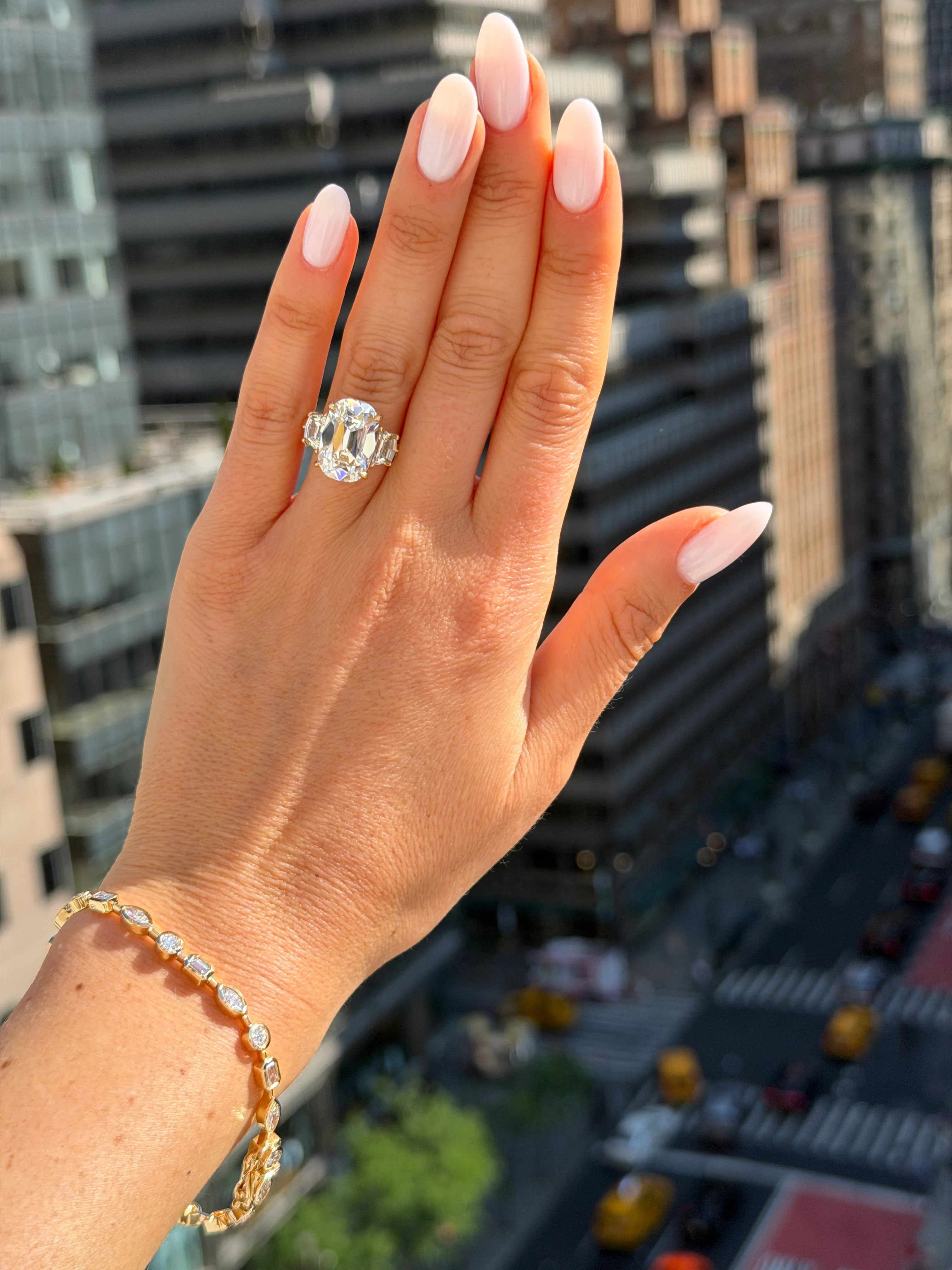9.69 Carats Old Mine Cut with Epaulette Side Stones Lab Grown Diamond Engagement Ring - Image 2